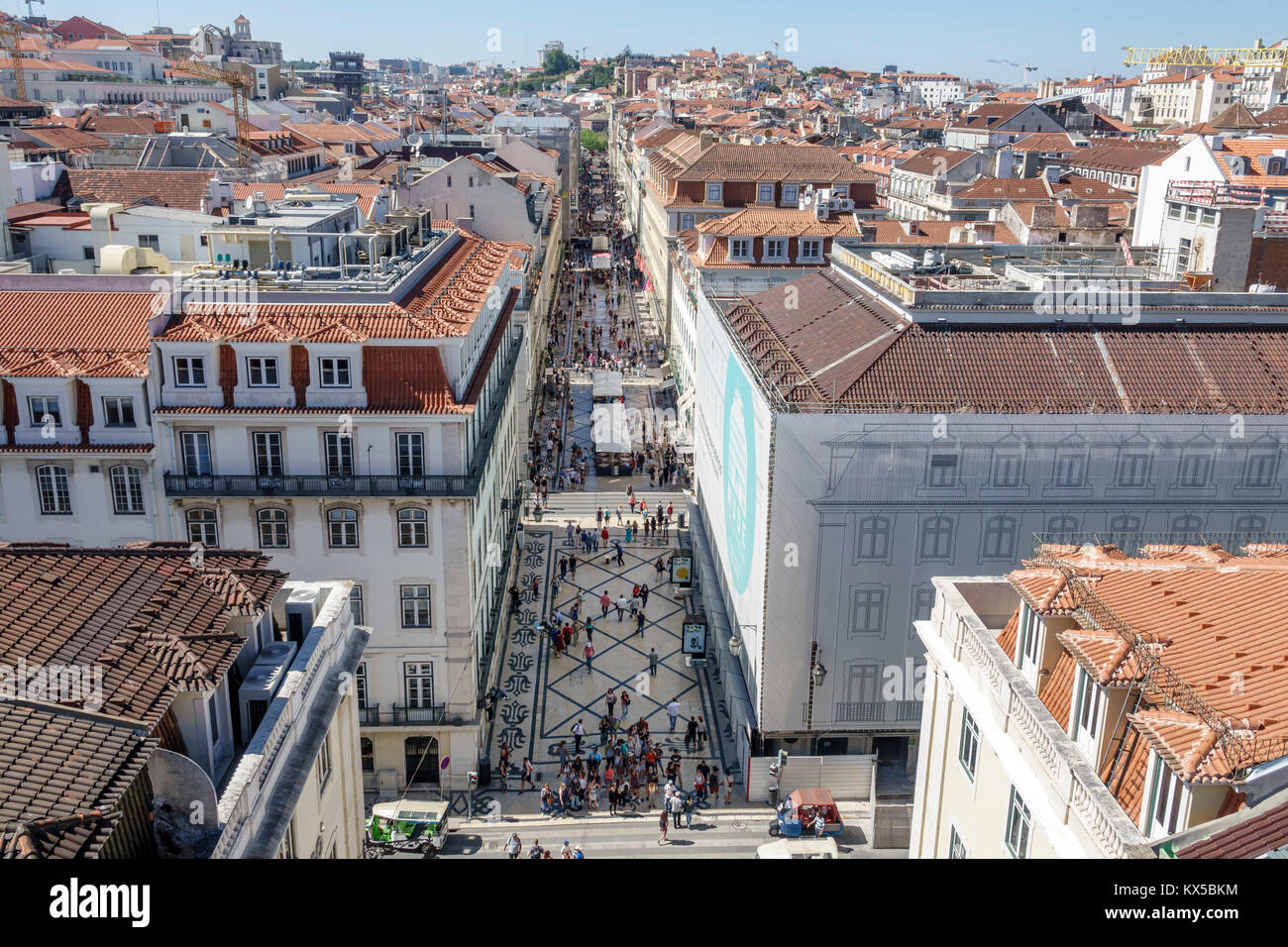 Lissabon Portugal, Baixa, Chiado, historisches Zentrum, Rua Augusta, Fußgängerzone, Promenade, Overhead, Luftaufnahme von oben, Aussicht, Panorama, City Skylin Stockfoto