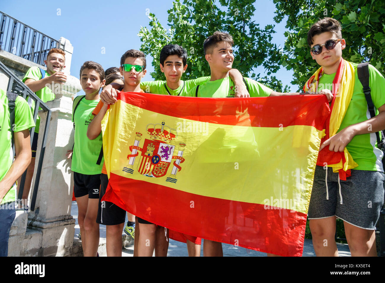 Coimbra Portugal, Universität von Coimbra, Universidade de Coimbra, Escadas de Minerva, Minerva Treppen, Studentenreise, hispanische Jungen, männlicher Kid Kids, Kind ch Stockfoto