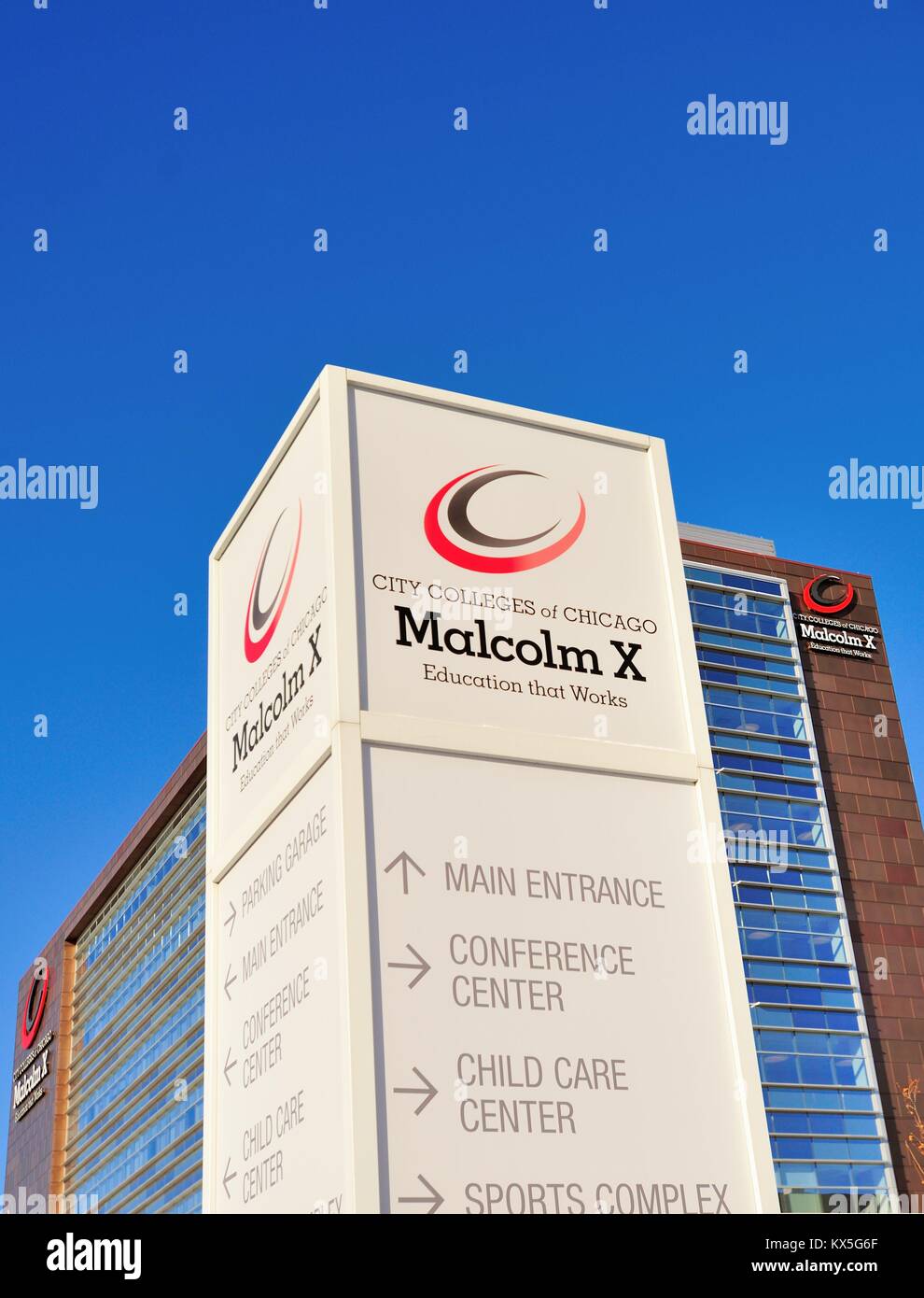 Malcolm X College, einer der in der Stadt von Chicago, ist ein zwei Jahre College liegt westlich der Innenstadt und der Stadt. Chicago, Illinois, USA. Stockfoto