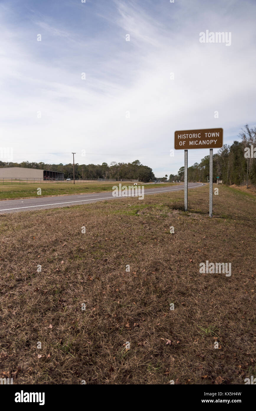 Historische Stadt Alzey, Florida Road Sign Stockfoto