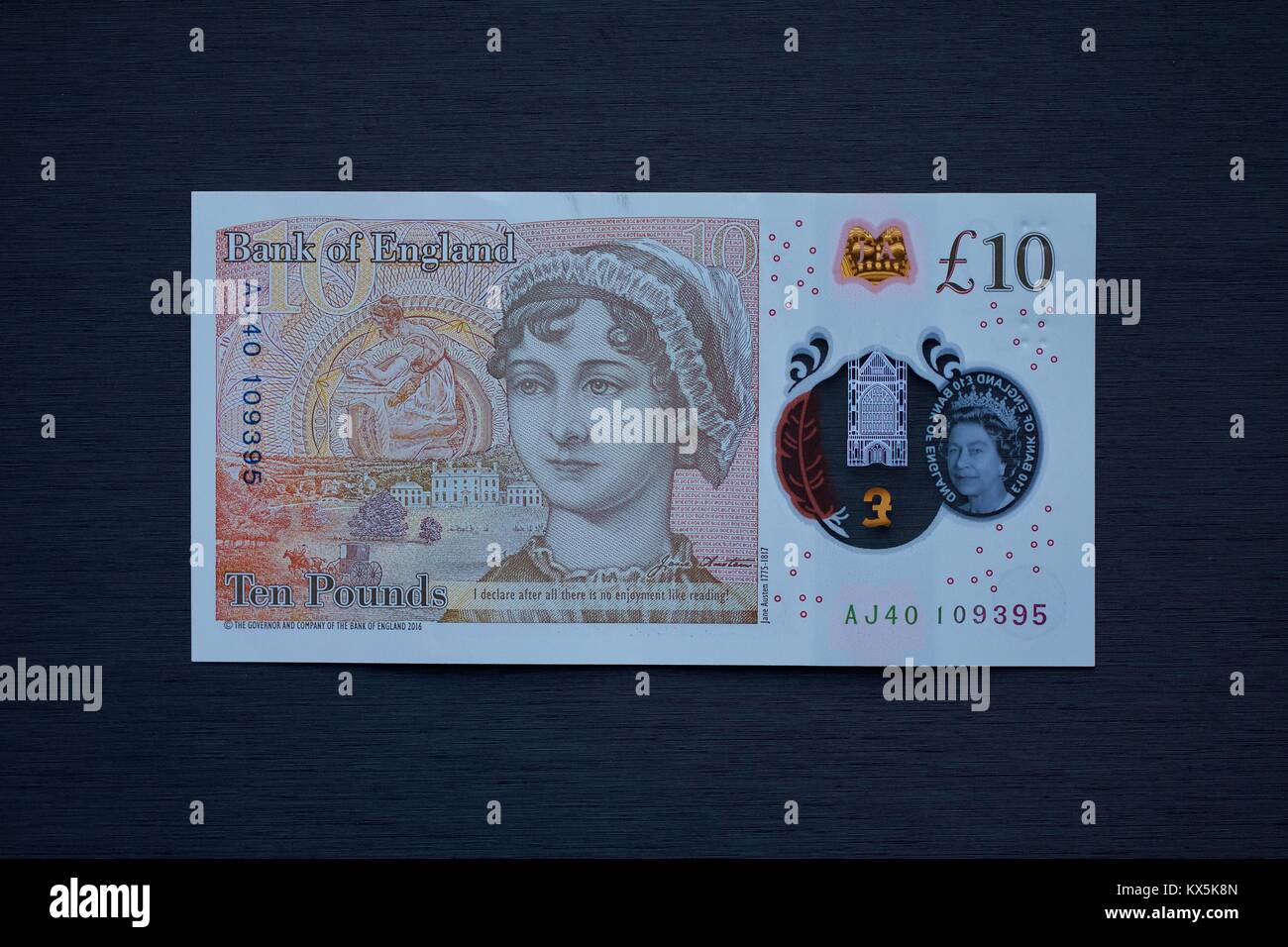 Die neue 2017 Bank von England neue zehn Pfund Hinweis mit Jane Austen Stockfoto