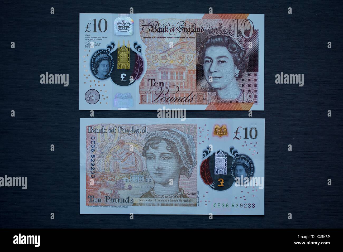 Die neue 2017 Bank von England neue zehn Pfund Hinweis mit Jane Austen Stockfoto