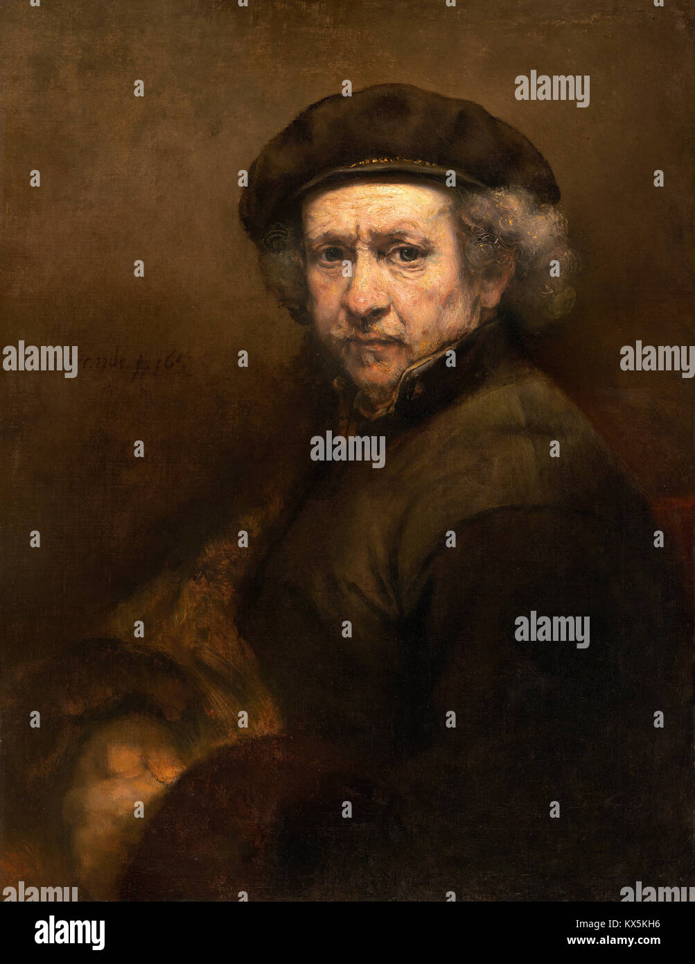 Rembrandt, Harmenszoon van Rijn Rembrandt, Selbstporträt, niederländischer Maler Stockfoto