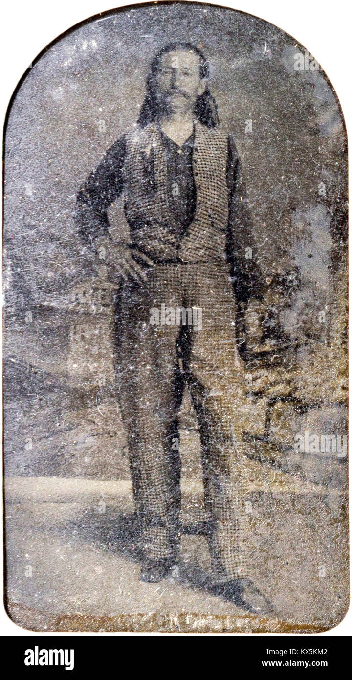 James Butler Hickok, 'Wild Bill' Hickok, James Hickok war ein Volksheld der amerikanischen Old West. Eine seltene Tintype von Hickok, um 1870 Stockfoto