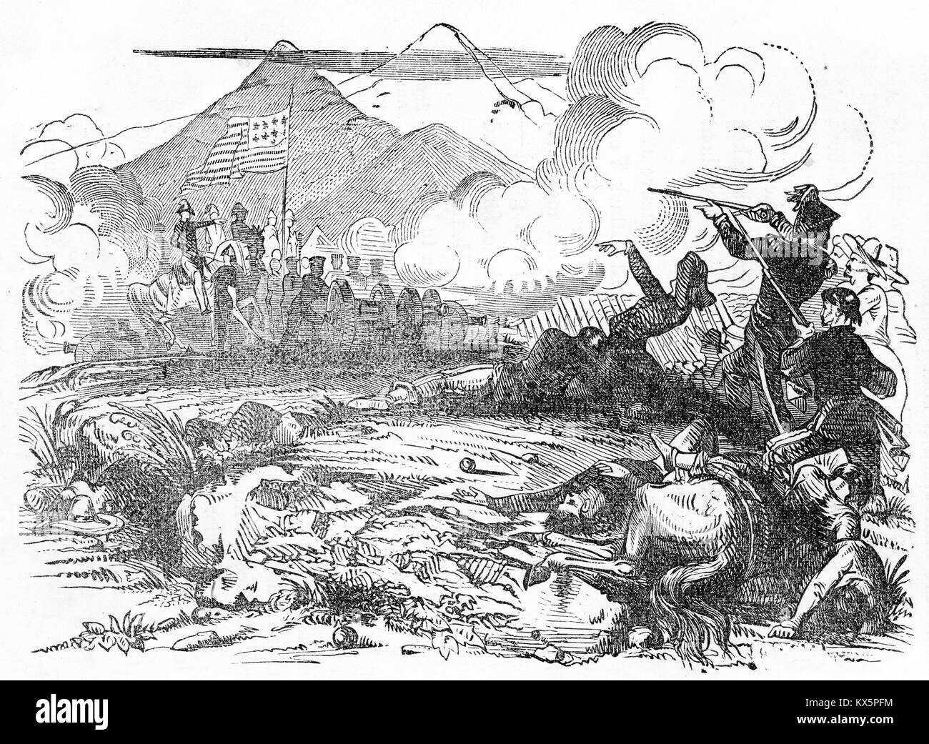 Gravur der Schlacht von Beuna Vista, 1847, zwischen dem Amerikaner und Mexikaner. Von einer neuen Geschichte der USA, von John Lord, 1859. Stockfoto