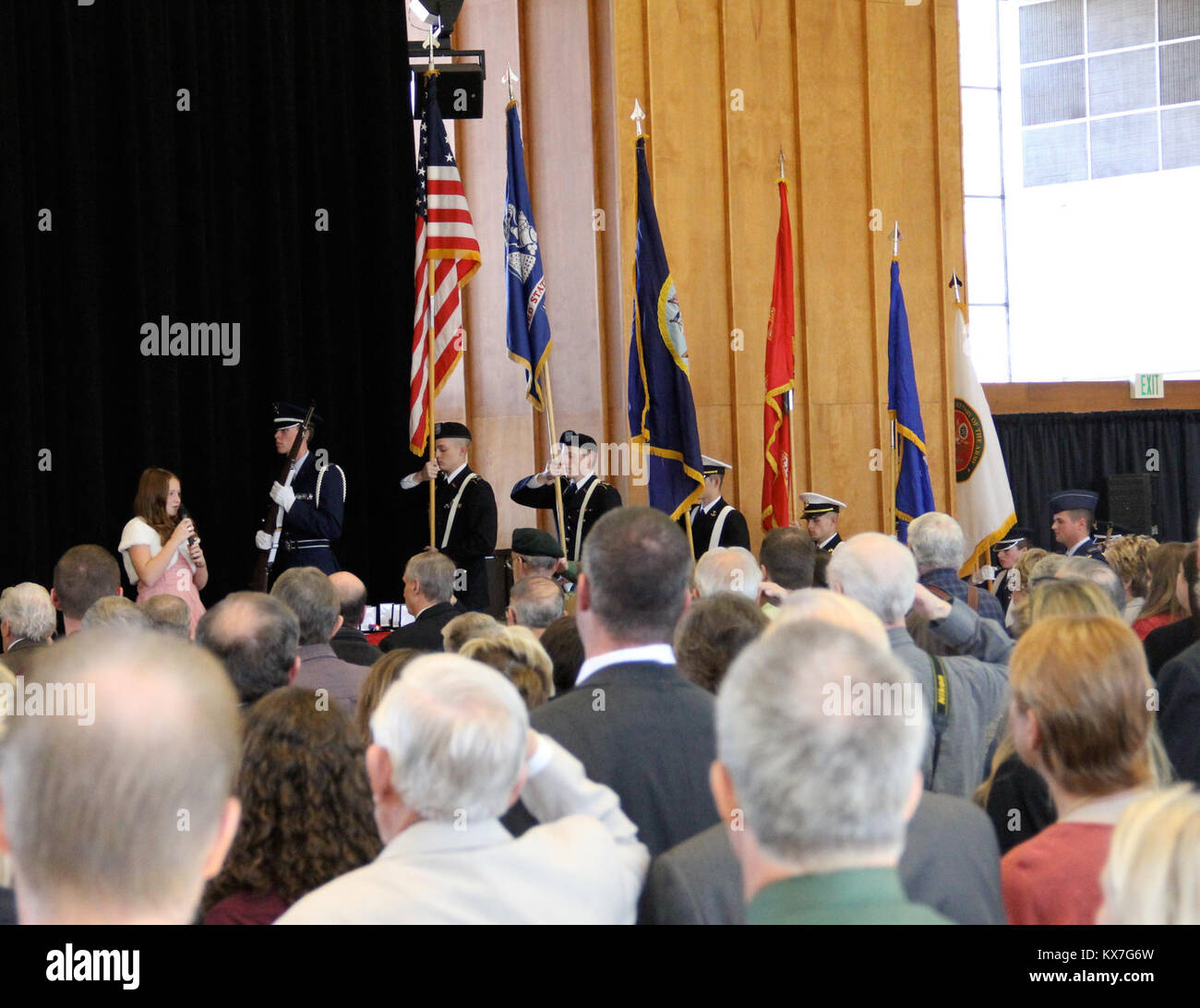 Die Universität von Utah bewirtet seine jährliche Veterans Day tribute Nov. 11, 2013. Veranstaltungen inklusive einem Panel über Frauen in bekämpfen; eine Preisverleihung für die Student Veteran des Jahres; Anerkennung für 11 Veteranen aus dem Zweiten Weltkrieg, Korea, und Vietnam; und ein Mittagessen diese Veteranen zu ehren und zu danken, Anhänger der Arbeitgeber Unterstützung des Schutzes und der Reserve. Stockfoto