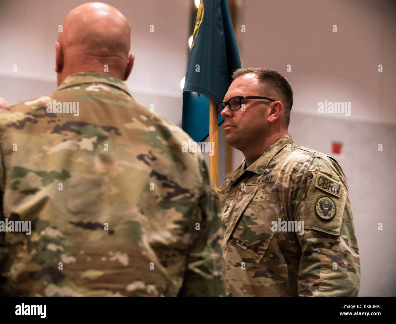 Der 85 zivilen Unterstützung Team führte eine Änderung des Befehls Zeremonie an der Draper Hauptsitz am 29. Juni 2017. (U.S. Army National Guard Foto von Sgt. Scott Vargas, 128 MPAD) Stockfoto