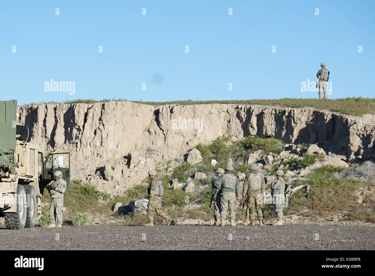 Streitkräfte in Aktion. Stockfoto