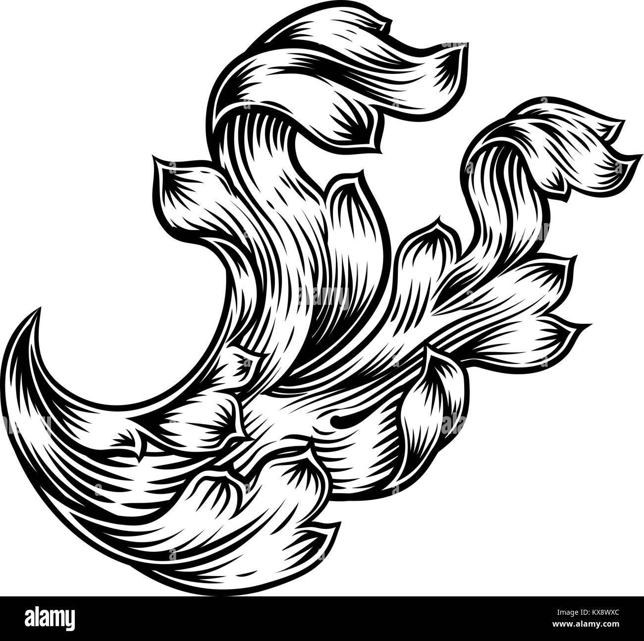 Blättern Sie Florale filigrane Heraldik Design Stock Vektor