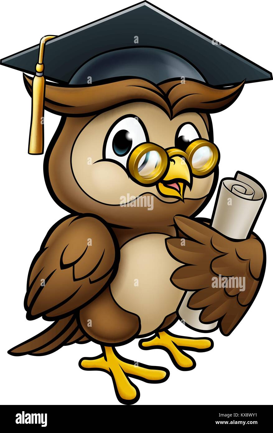 Owl cartoon graduation cap diploma -Fotos und -Bildmaterial in hoher ...