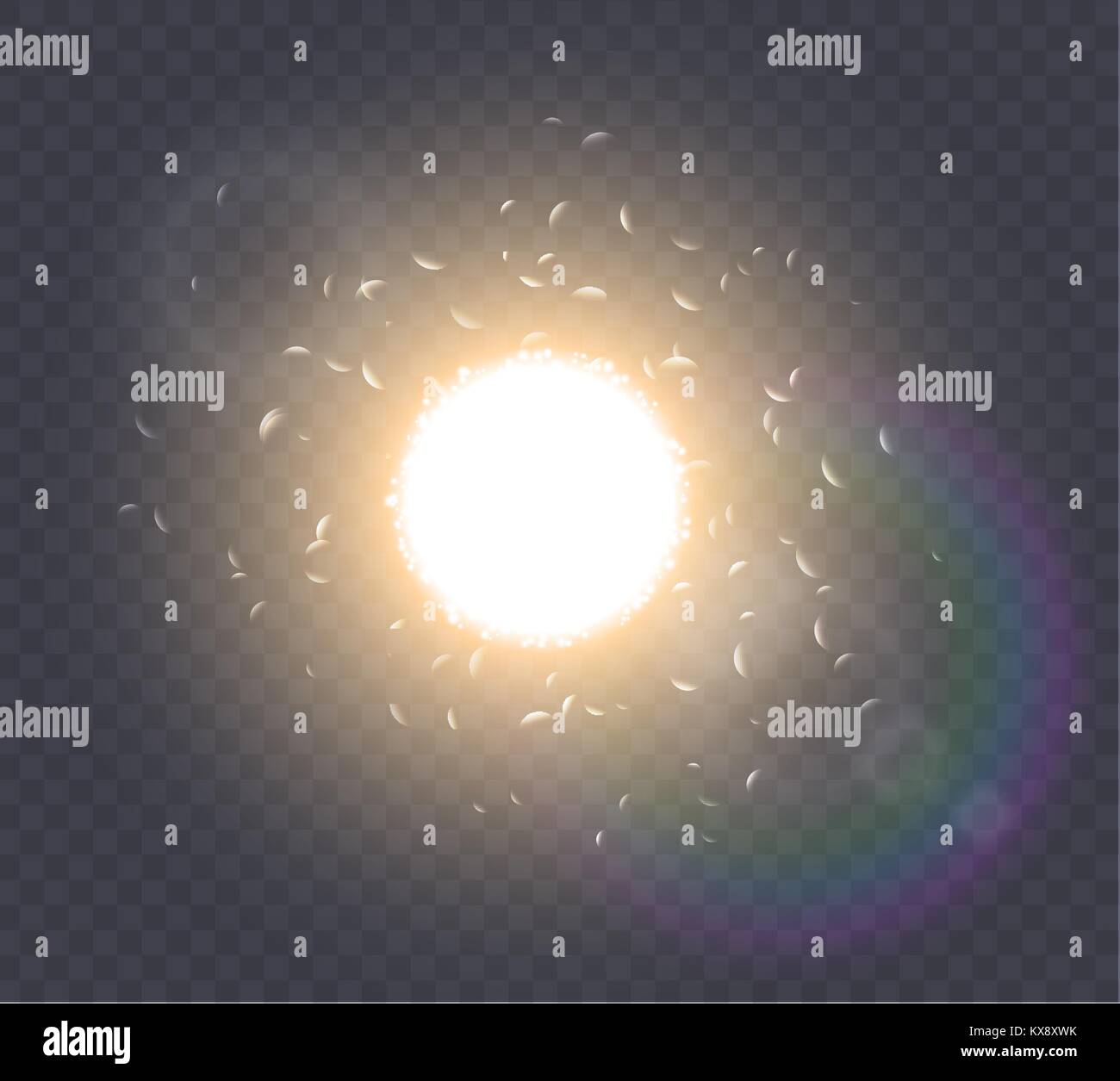 Abstrakte weißen Explosion funke Platz modernes Design. Glow Star Burst Lichteffekt. Supernova vektor Konzept auf transparentem Hintergrund. Sonnenlicht Stock Vektor