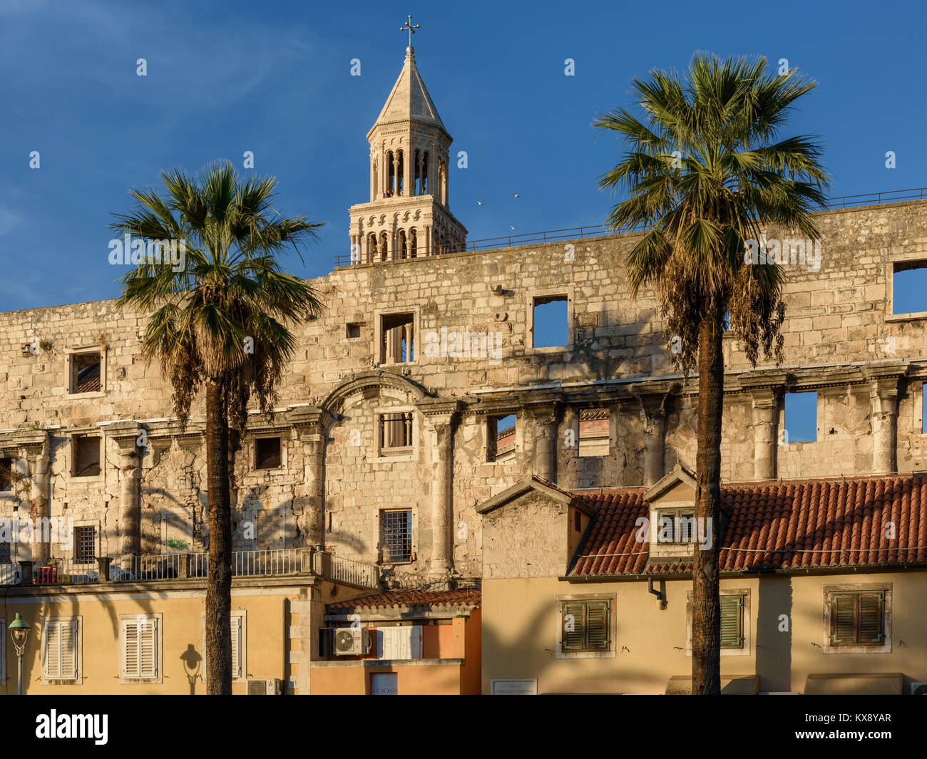 Südwand Diokletianspalast, Split, Kroatien Stockfoto