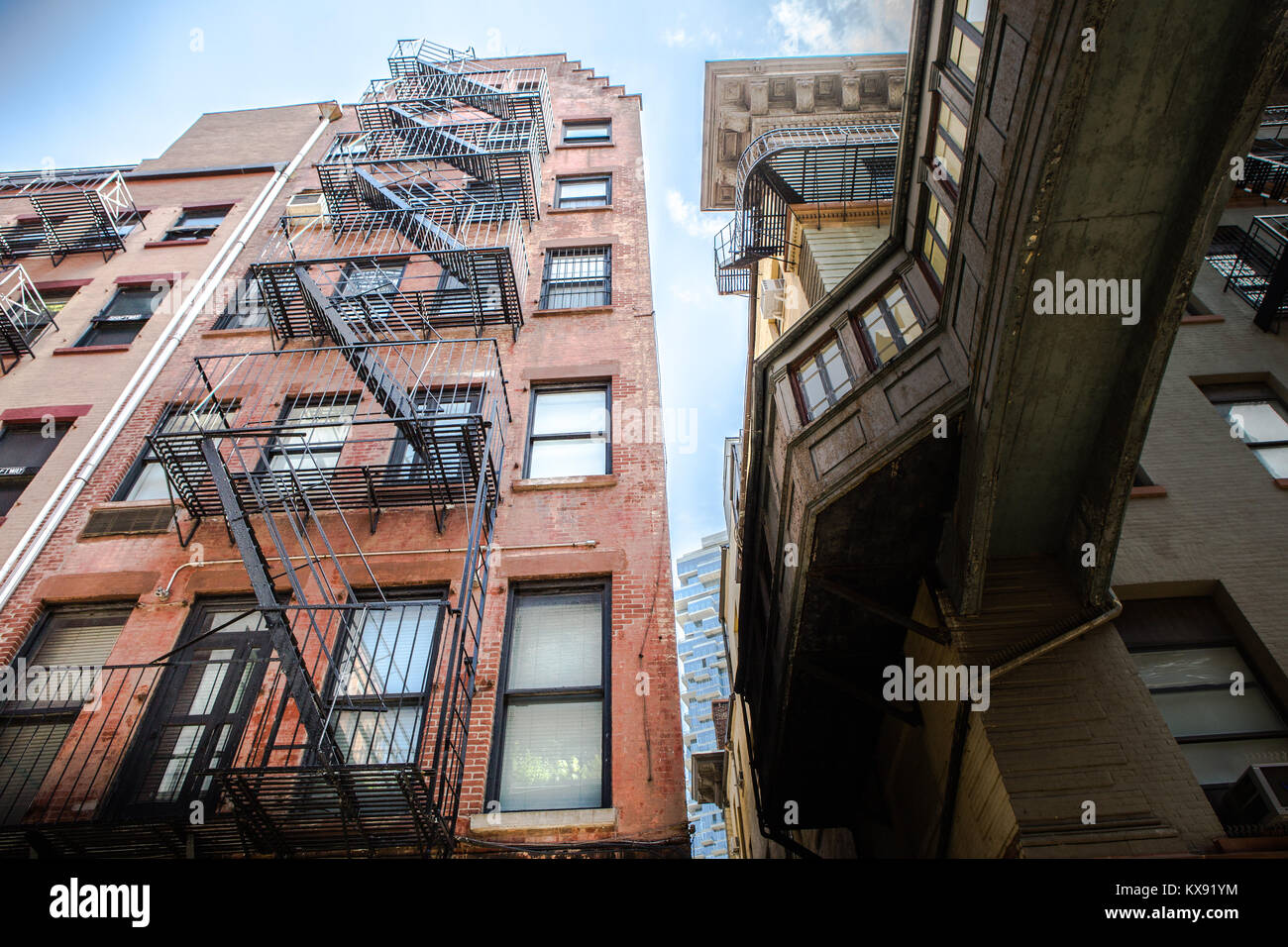 Industrielle Gebäude in der Gasse Tribeca, NY Stockfoto