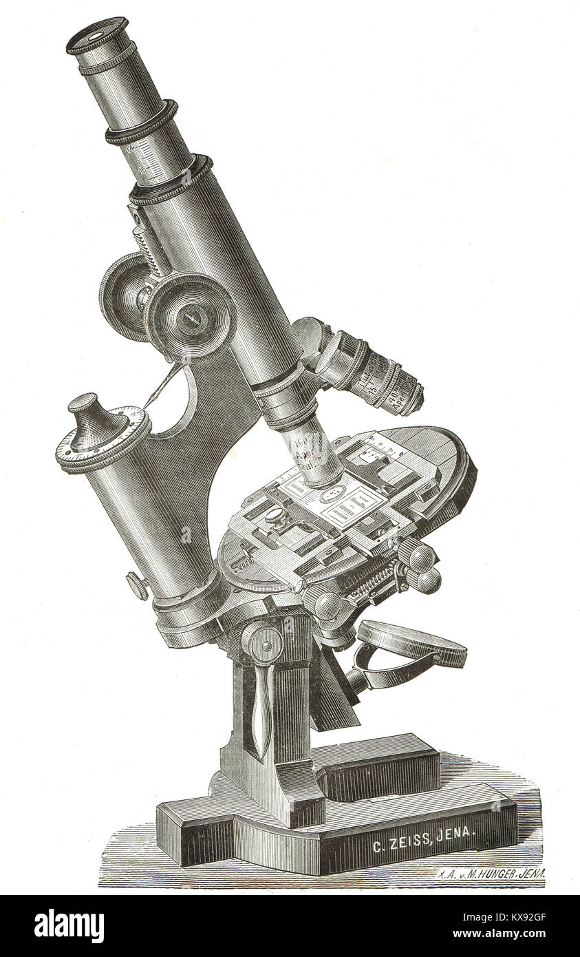 Carl Zeiss Mikroskop, aus dem späten 19. Jahrhundert Stockfoto