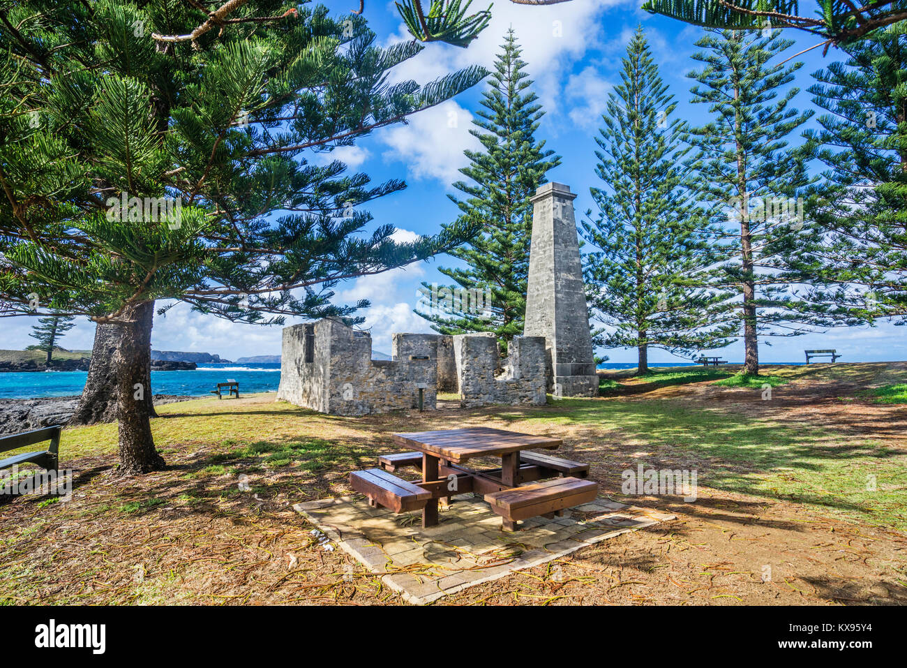 Norfolk Island, Australische externe Gebiet, Kingston, Blick auf die Ruinen des Salz Haus bauen 1846 und emlpoyed Für die Gewinnung von Salz her Stockfoto