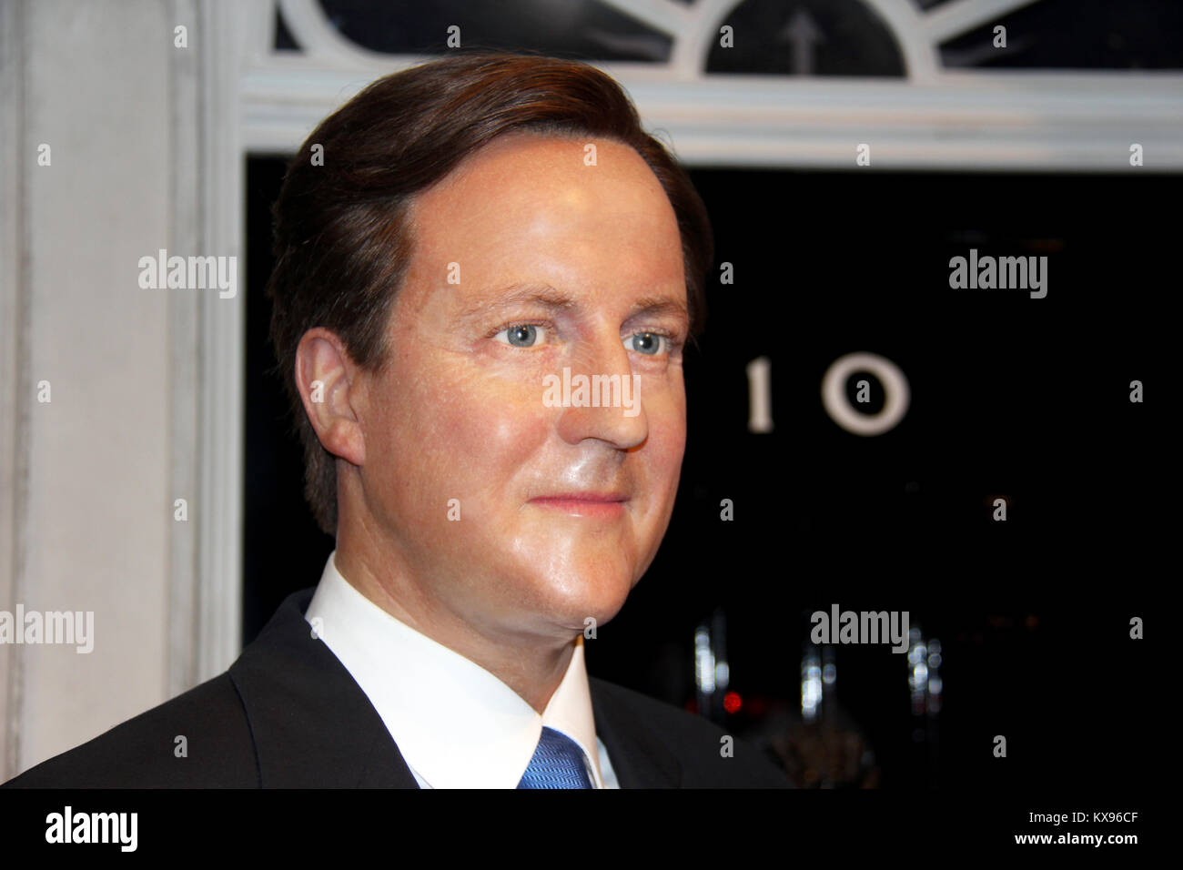 London, Vereinigtes Königreich, 08, Juli 2014. Madame Tussauds in London. Waxwork Statue des David Cameron. Stockfoto