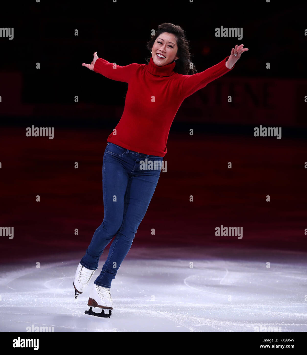 Olympische Goldmedaille skater Kristi Yamaguchi Schlittschuhe in San Jose, Kalifornien. Stockfoto