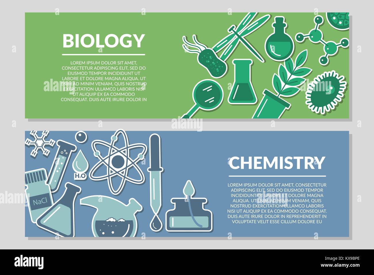 Banner auf das Thema der Biologie und Chemie Stock Vektor