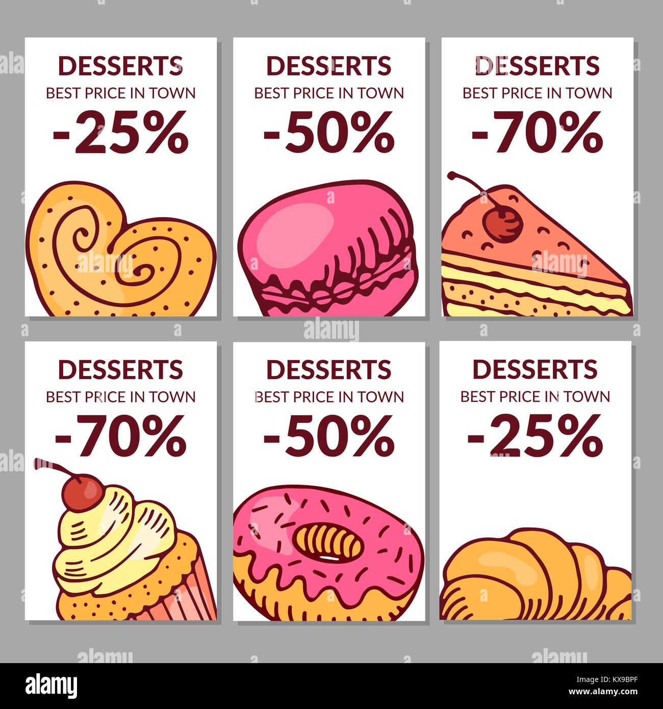 Verkauf von Desserts. Bäckerei und Cafe Stock Vektor