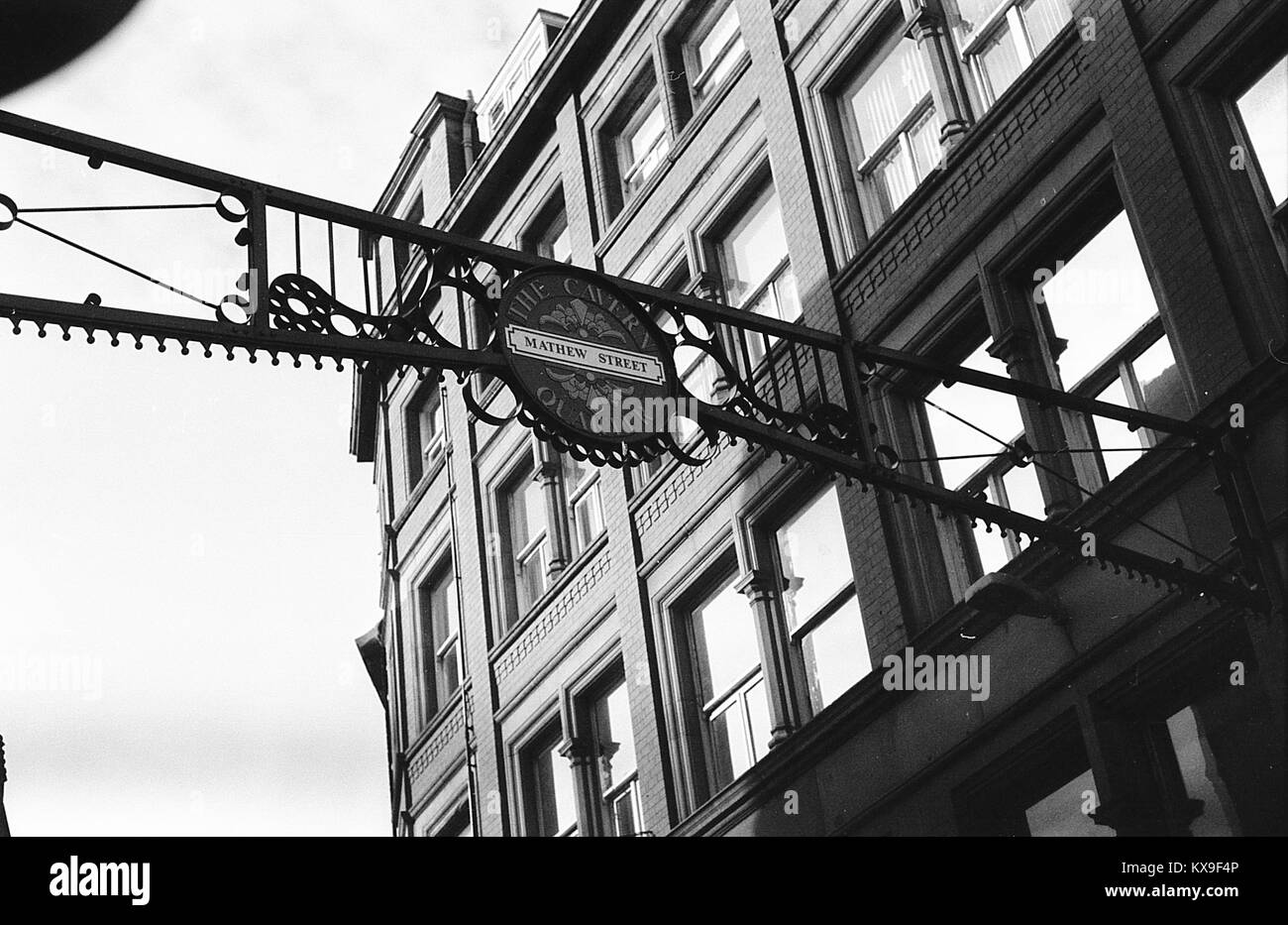 Schwarz-weiß Bilder der Mathew Street, Liverpool, ab Februar 1996 Stockfoto