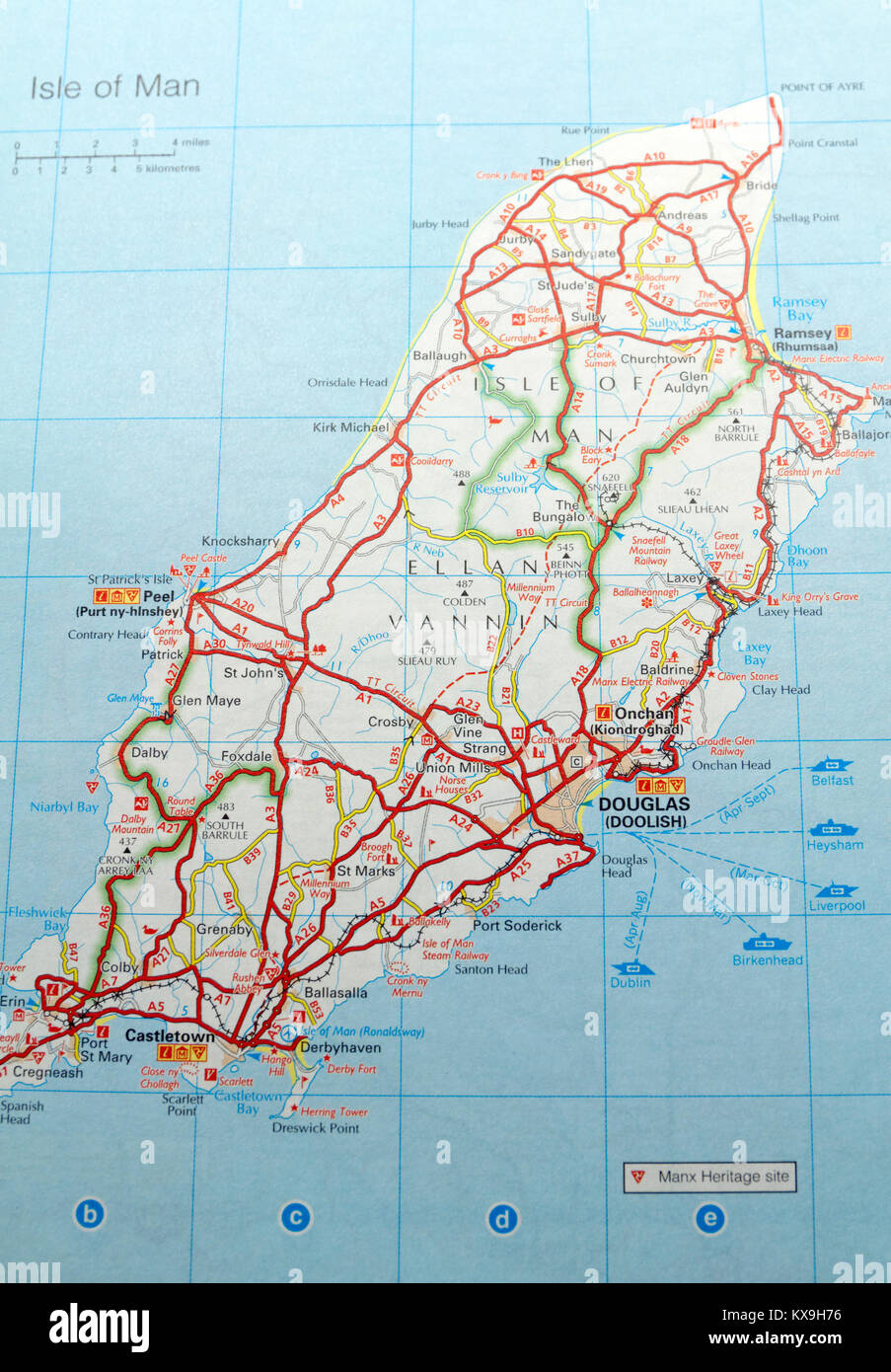 Karte von der Insel Man Stockfoto