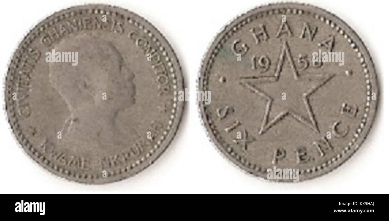 6 Pence (ghanaischen Pfund) Stockfoto