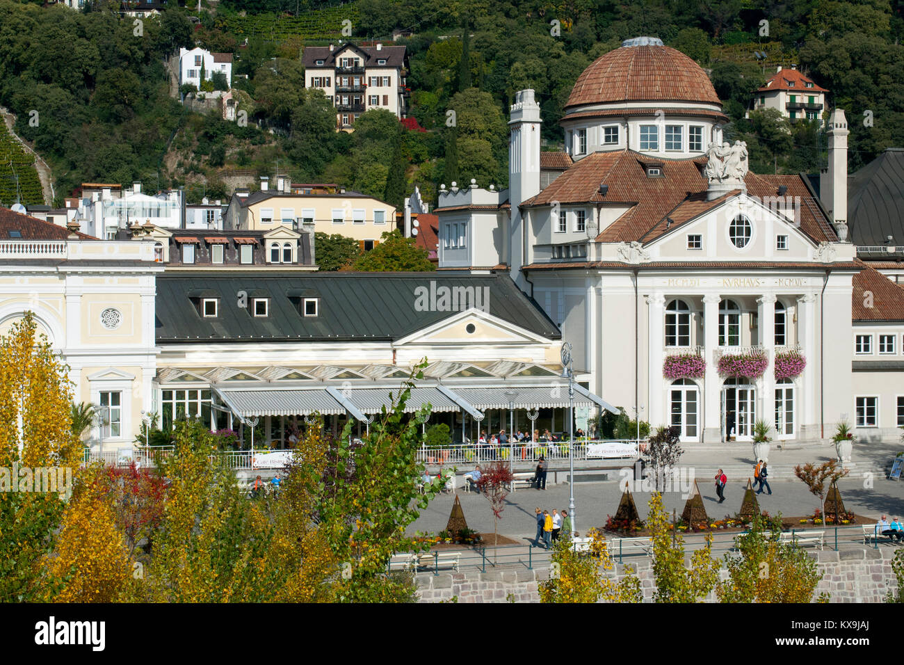 Italien, Südtirol, Meran, Kurhaus eine der Passerpromenade Stockfoto
