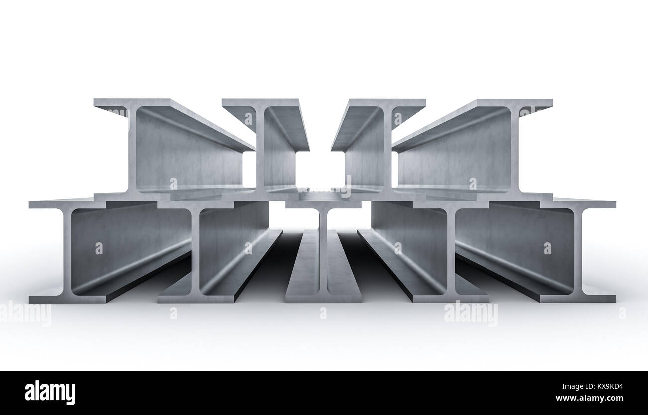 Stahl metall Balken auf weissem Hintergrund 3D Rendering image Stockfoto
