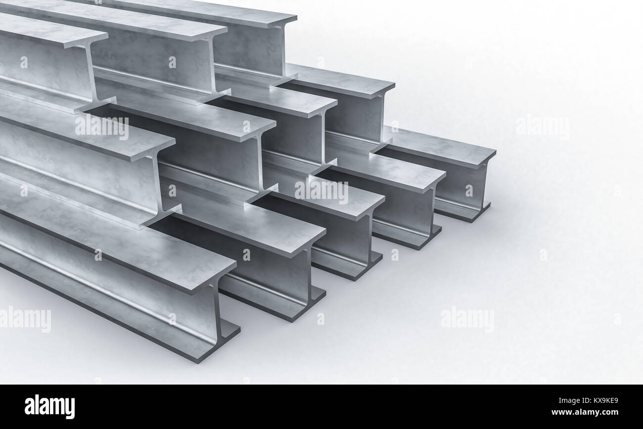 Classic Metal Balken auf weissem 3D Rendering image Stockfoto