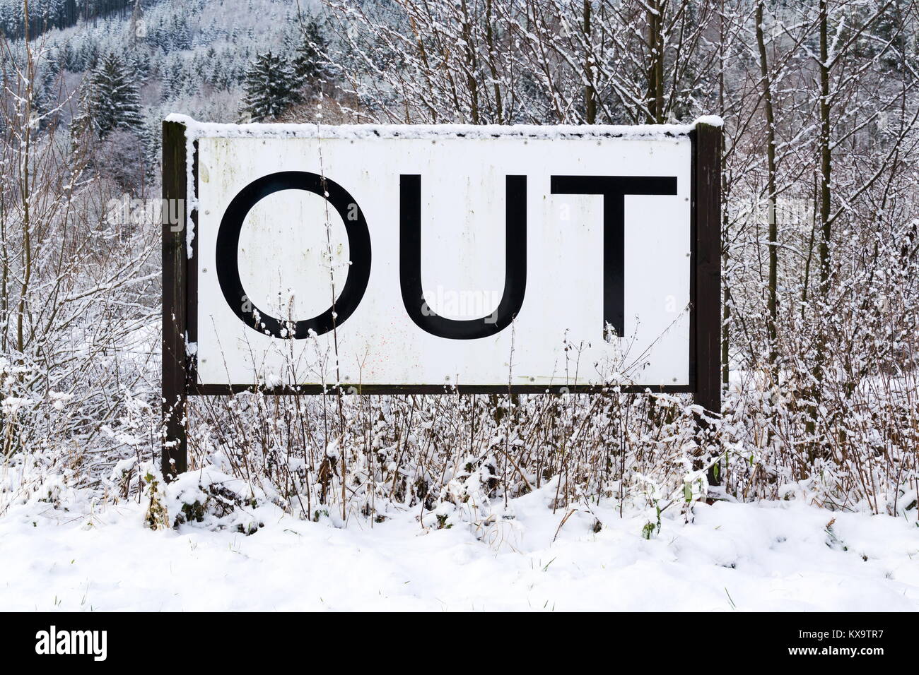 Sie singen in verschneiter Landschaft, Hallo Frühling, auf Wiedersehen winter Konzept Stockfoto