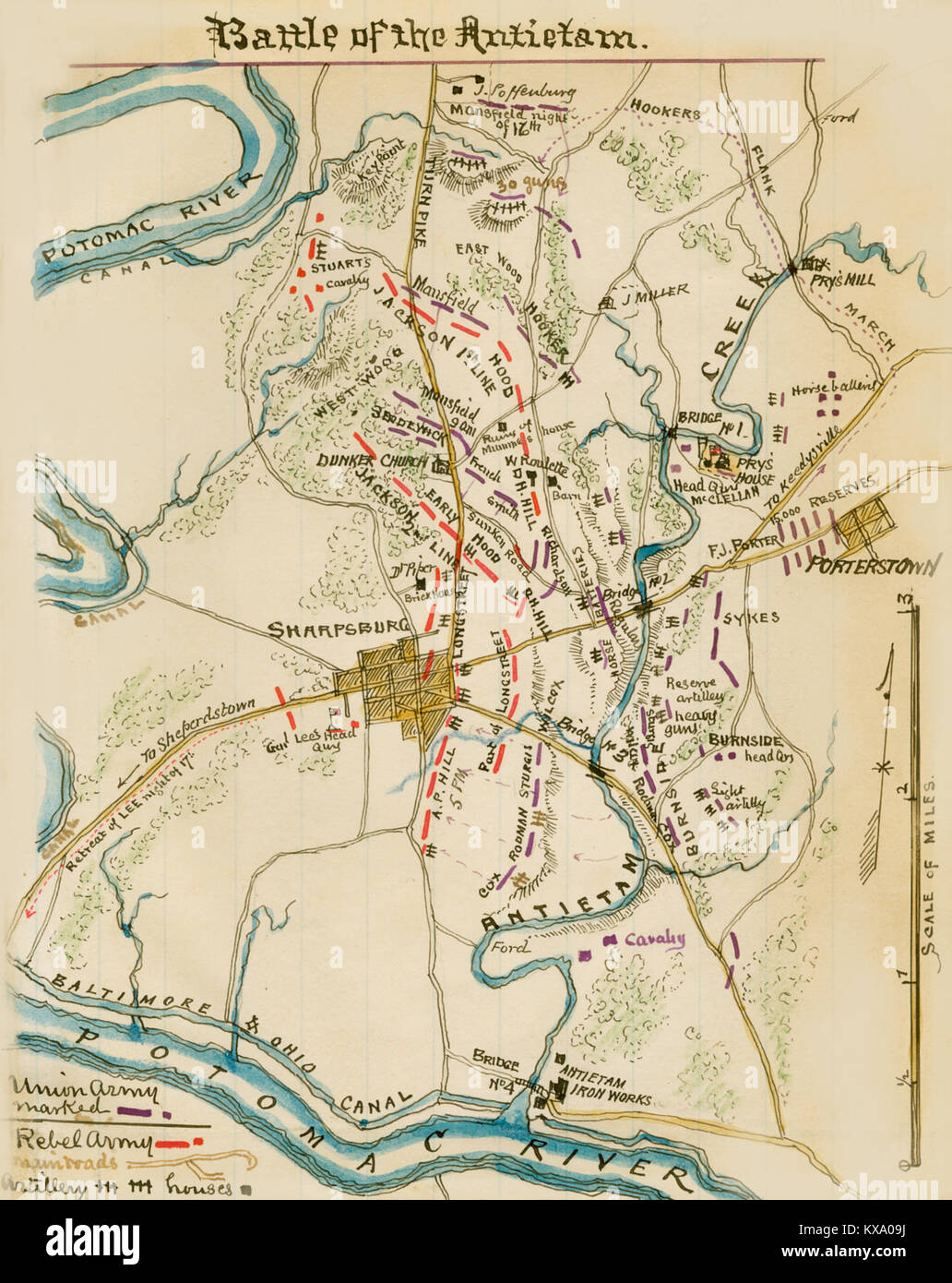 Schlacht von Antietam oder Sharpsburg Stockfoto