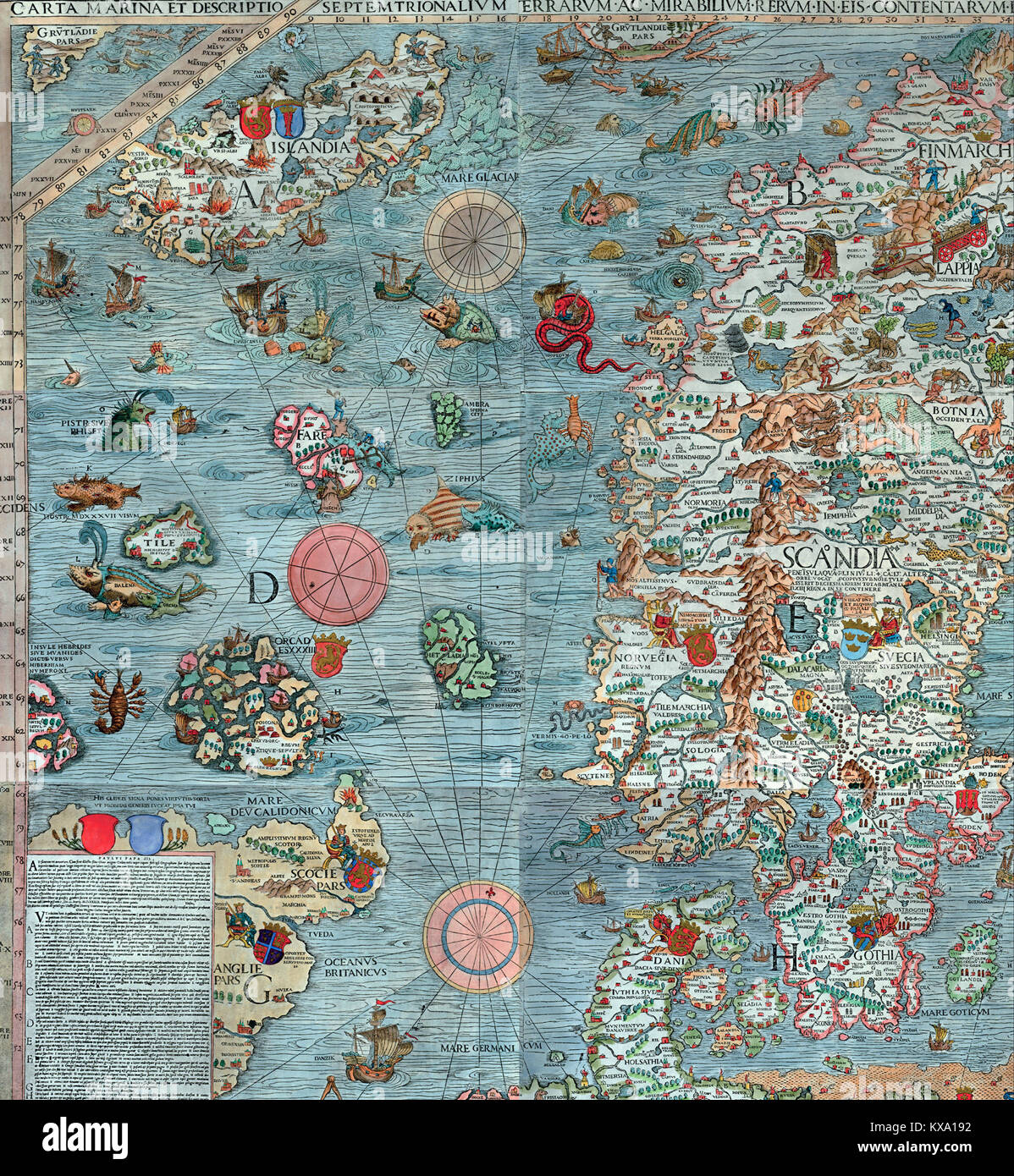 Karte von Skandinavien Stockfoto