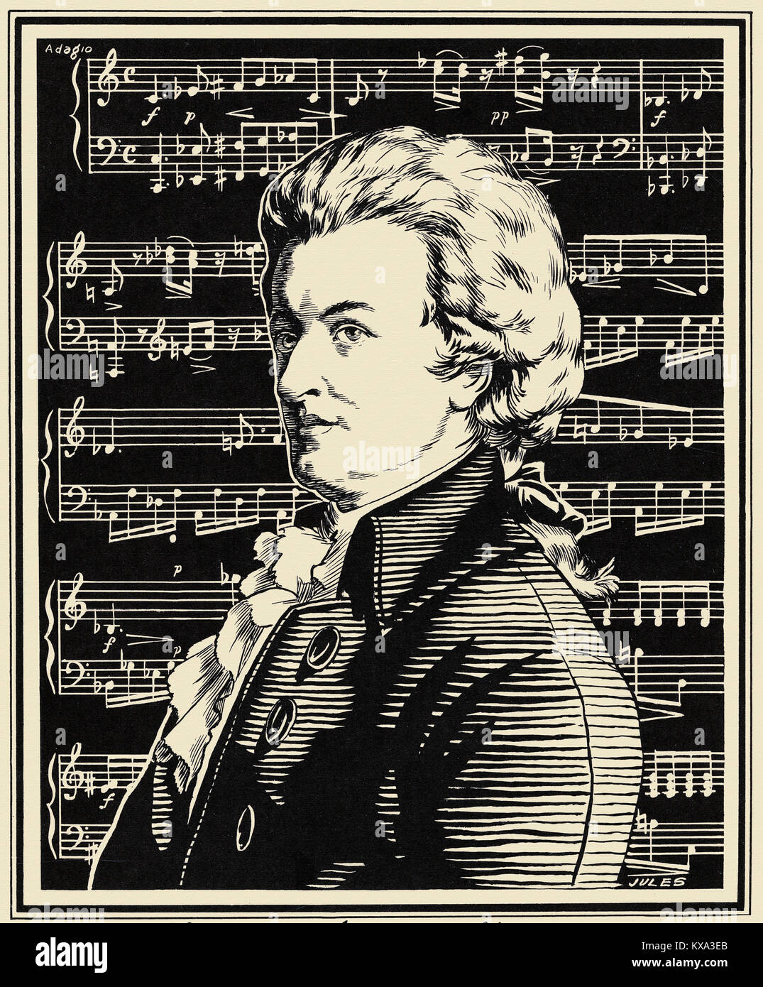 Mozart über eine Kerbe Stockfoto