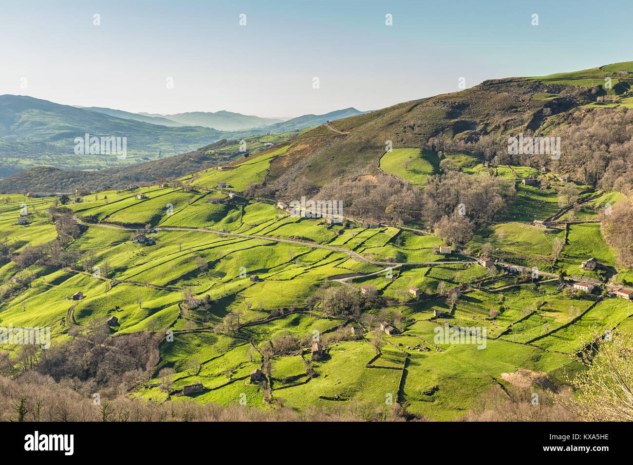Pasiegos Täler im Hinterland von Cantabria. Spanien. Stockfoto