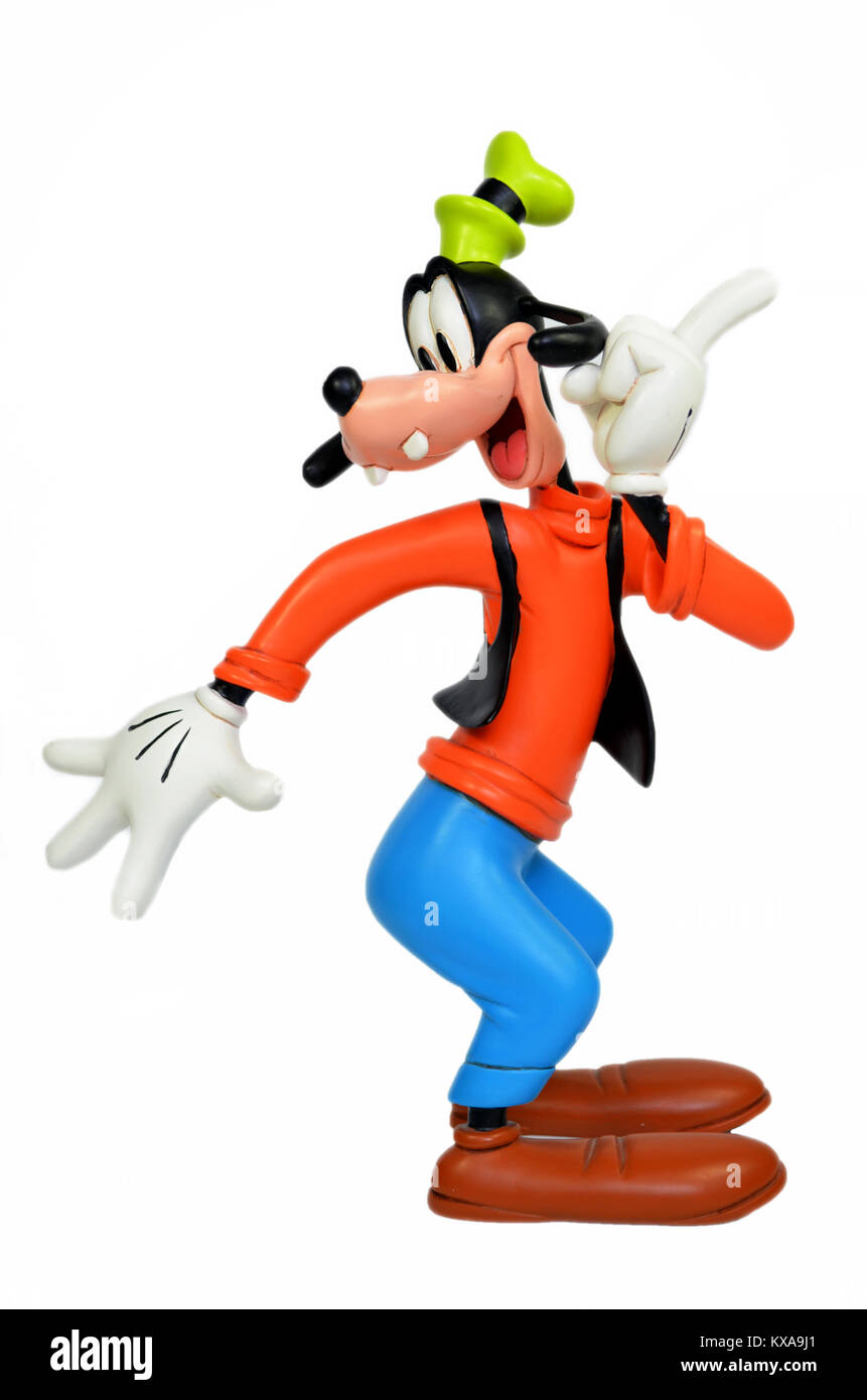 Portugal, Algarve, ca. Juni 2013. Studio isoliert auf weißem Bild von Goofy, einer seiner Posen. Stockfoto