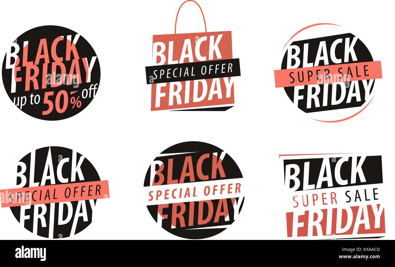 Schwarzer Freitag, Banner. Verkauf, Closeout, shopping Emblem oder Label. Reihe von Icons Vector Illustration Stock Vektor