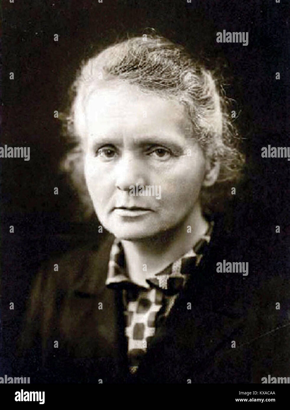 Marie Curie, Marie Skłodowska Curie (1867 – 1934) polnische und eingebürgerte französische Physikerin und Chemikerin, die bahnbrechende Forschungen zur Radioaktivität durchgeführt hat. Sie war die erste Frau, die einen Nobelpreis erhielt, Stockfoto