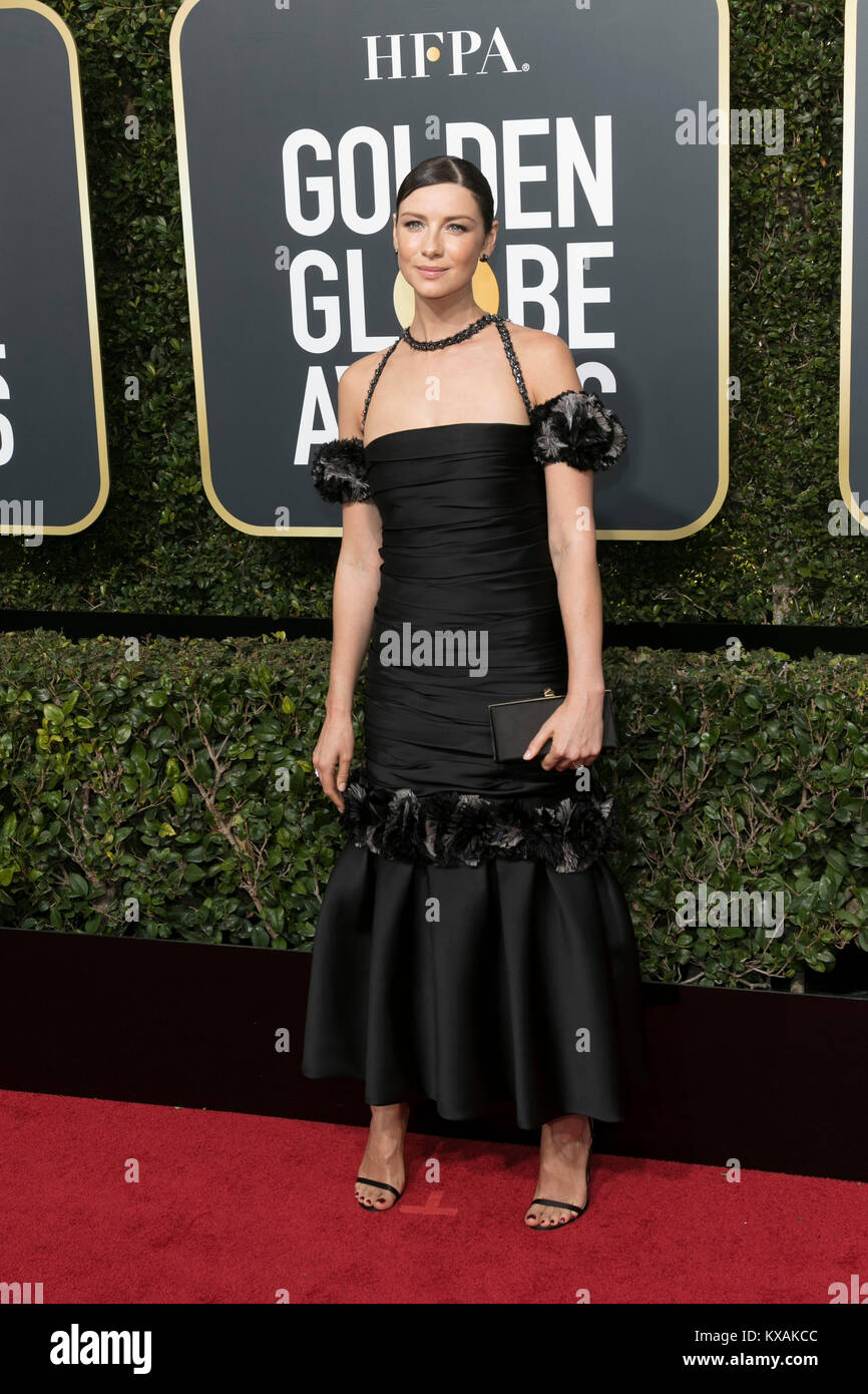 Los Angeles, USA. 07 Jan, 2018. Caitriona Balfe besucht die 75. jährliche Golden Globe Awards, Golden Globes, im Beverly Hilton Hotel in Beverly Hills, Los Angeles, USA, am 07. Januar 2018. - Keine LEITUNG SERVICE-Credit: Hubert Boesl/dpa/Alamy leben Nachrichten Stockfoto