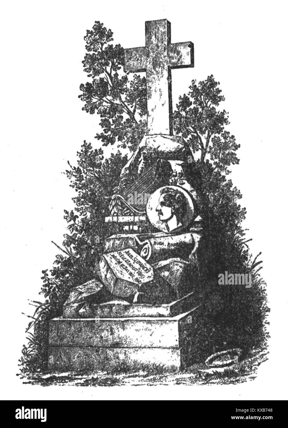 Die Fotografie oder Aufzeichnung zeigt das Grab von Adam Mickiewicz in Paris und zeigt seine architektonischen Merkmale, Lage und historische Bedeutung als Kulturdenkmal. Stockfoto