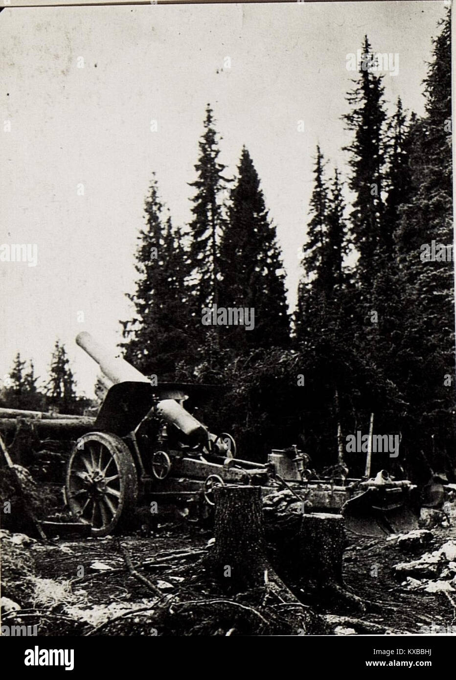 15 cm Geschütz, das Punta Corbin beschoss, 1916. (BildID) 15578176 Stockfoto