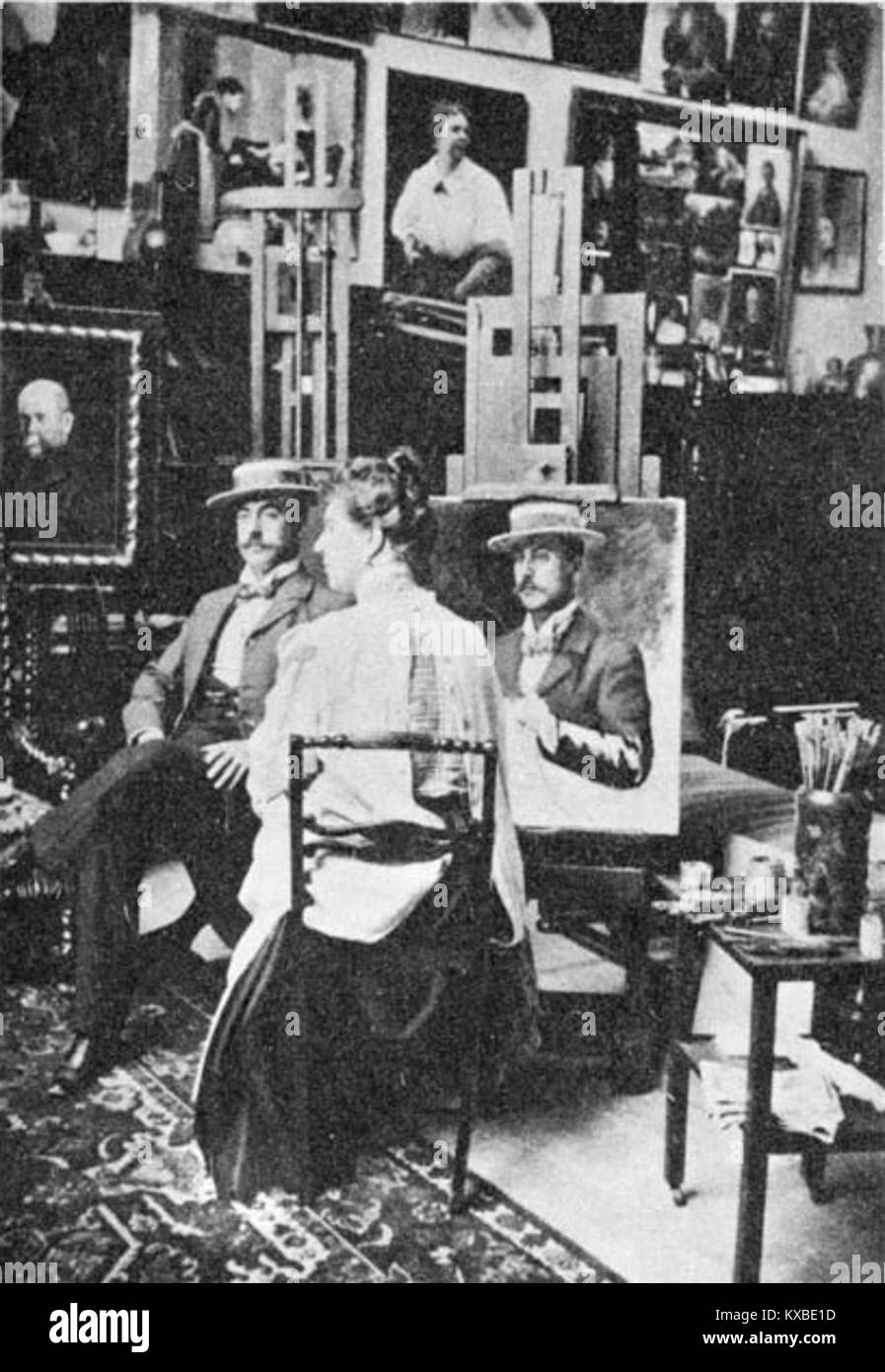 Porträt von V.A. Lidin gemalt von Maria Tenisheva, einer russischen Künstlerin, die für ihren realistischen und ausdrucksstarken Porträtstil in der russischen Kunst des späten 19. Jahrhunderts bekannt ist. Stockfoto