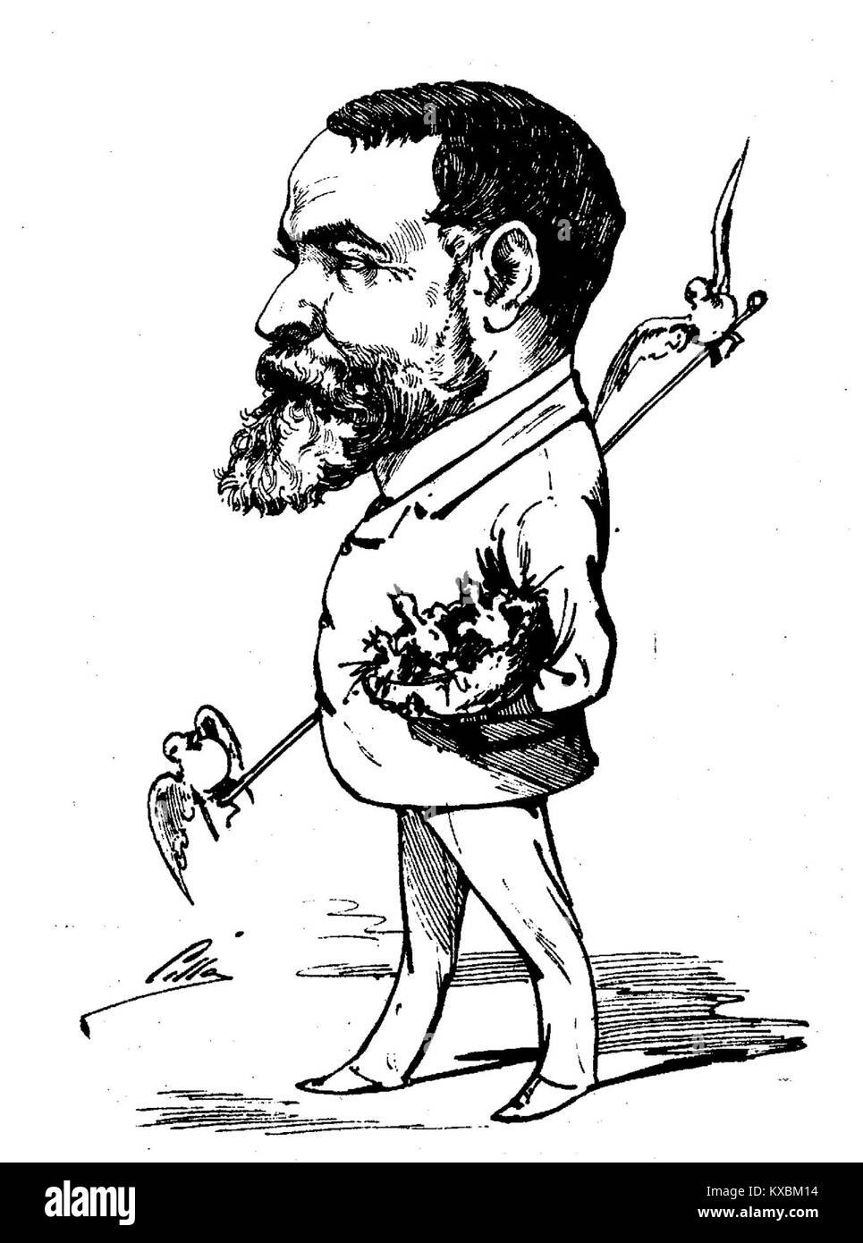 Porträt von Horacio Lengo, einem spanischen Maler aus dem 19. Jahrhundert, der in Madrid tätig ist und für seine akademischen und genreübergreifenden Gemälde bekannt ist, die spanische künstlerische Traditionen der späten 1800er Jahre widerspiegeln Stockfoto