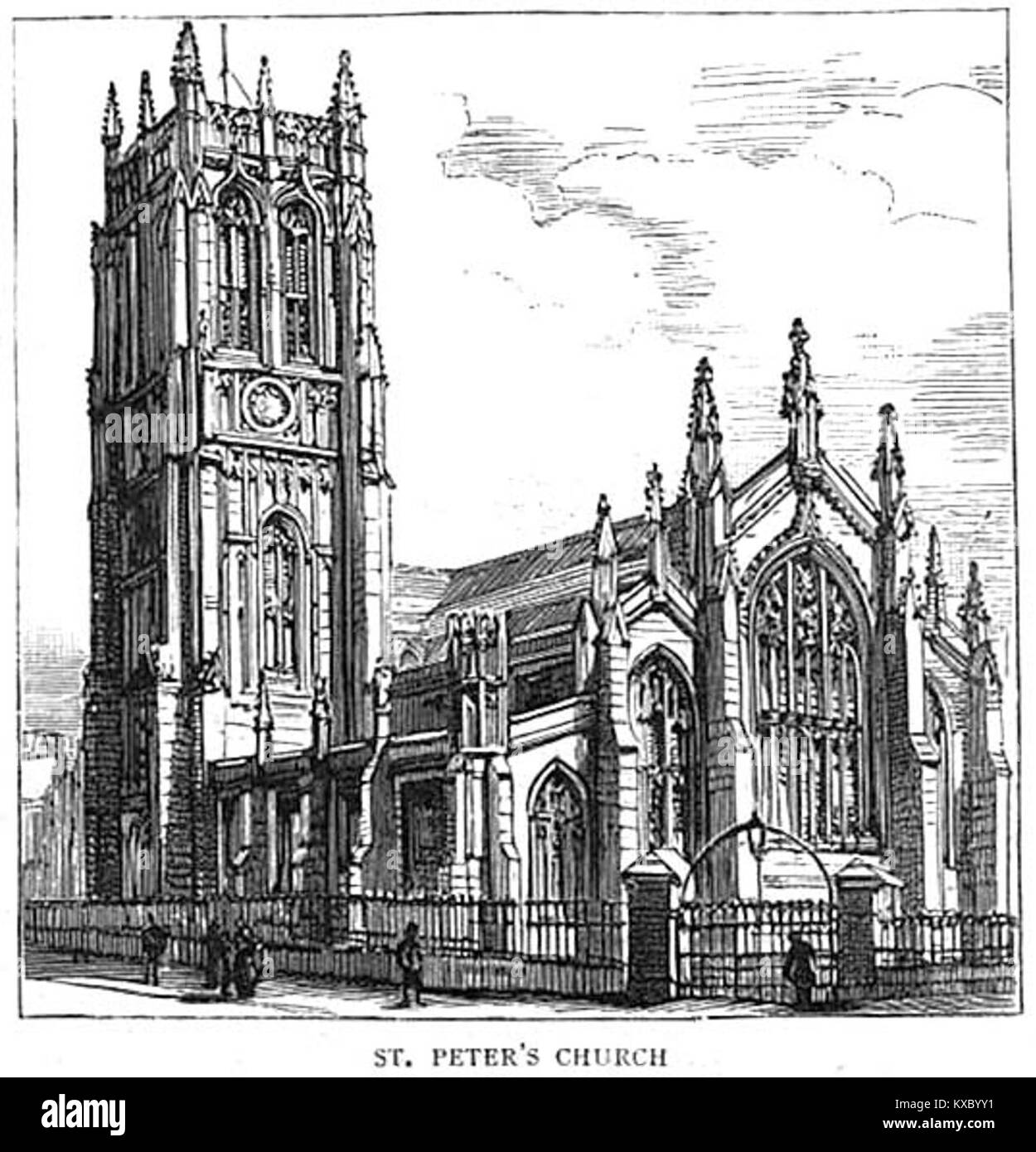 Die Peterskirche wurde 1885 erbaut und ist eine bedeutende religiöse Stätte von historischer Bedeutung. Seine Architektur spiegelt den traditionellen Stil der Kirche aus dem 19. Jahrhundert wider und macht sie zu einem wichtigen Wahrzeichen in der Gegend. Stockfoto