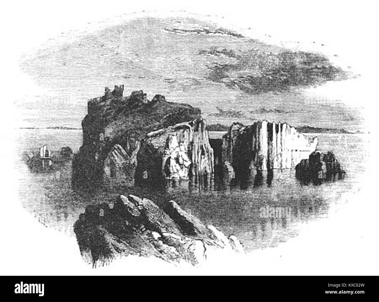 St. Catherine’s Rock ist eine natürliche Felsformation in der Nähe von Tenby, Wales, die sich durch ihre Lage an der Küste und das historische St. Catherine’s Fort aus dem 19. Jahrhundert auszeichnet. Stockfoto