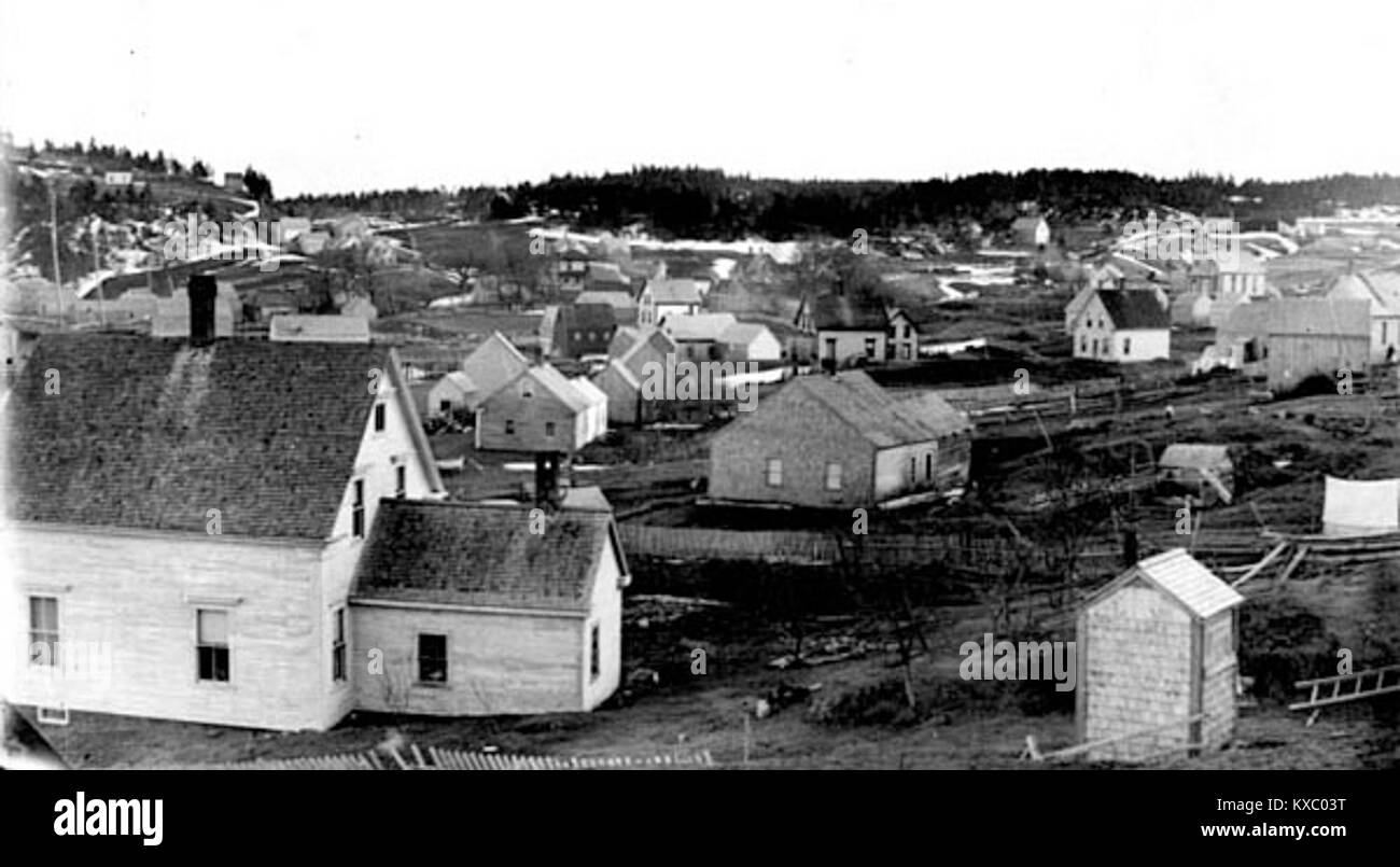 Ein Blick auf St. George aus dem Jahr 1912 mit historischer Architektur und umliegender Landschaft. Das Bild zeigt die städtische und kulturelle Entwicklung des Gebiets aus dem frühen 20. Jahrhundert. Stockfoto