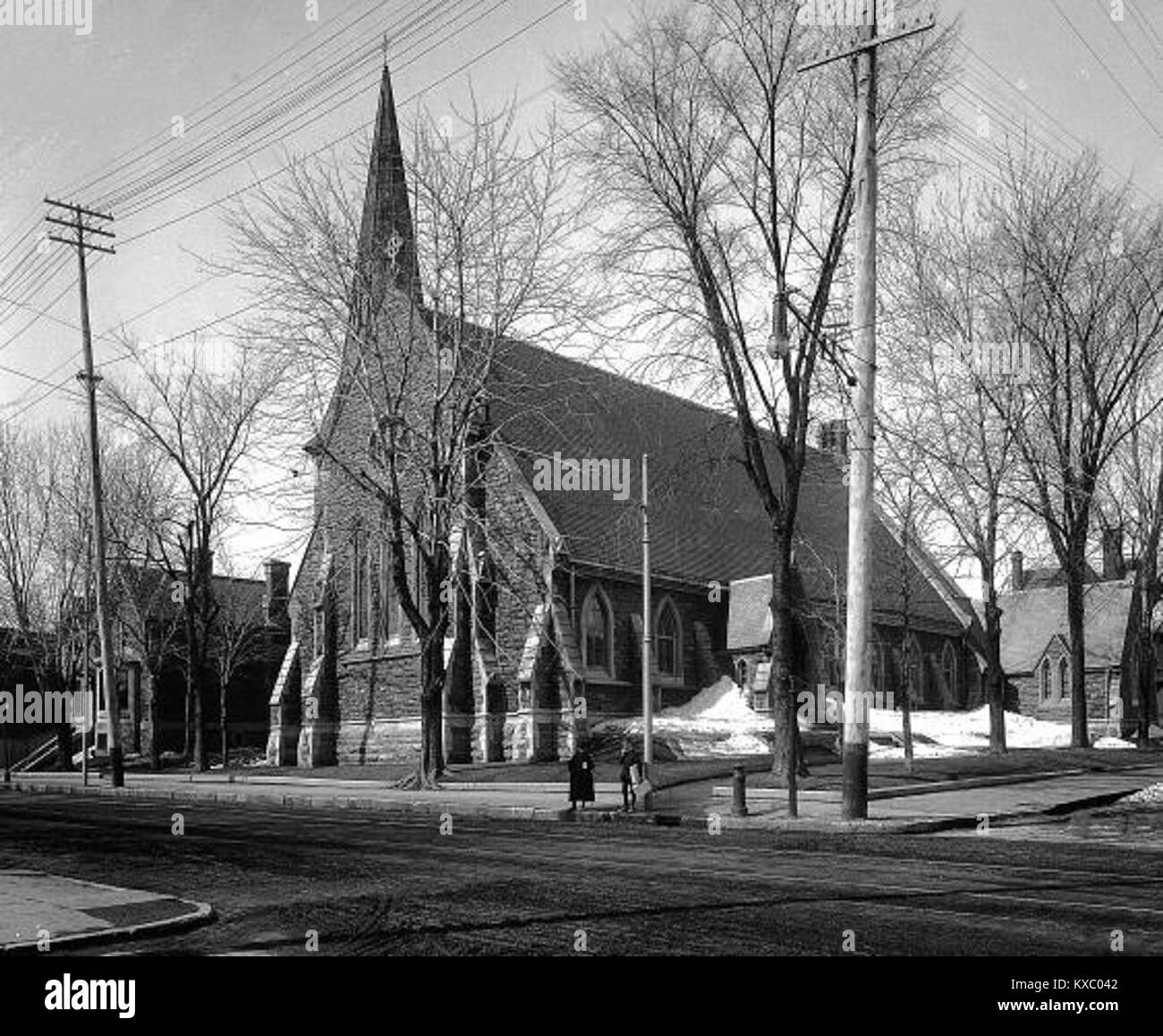 St. Jakobus der Apostel Kirche, St. Catherine Street, Montreal, QC, ca. 1890 Stockfoto