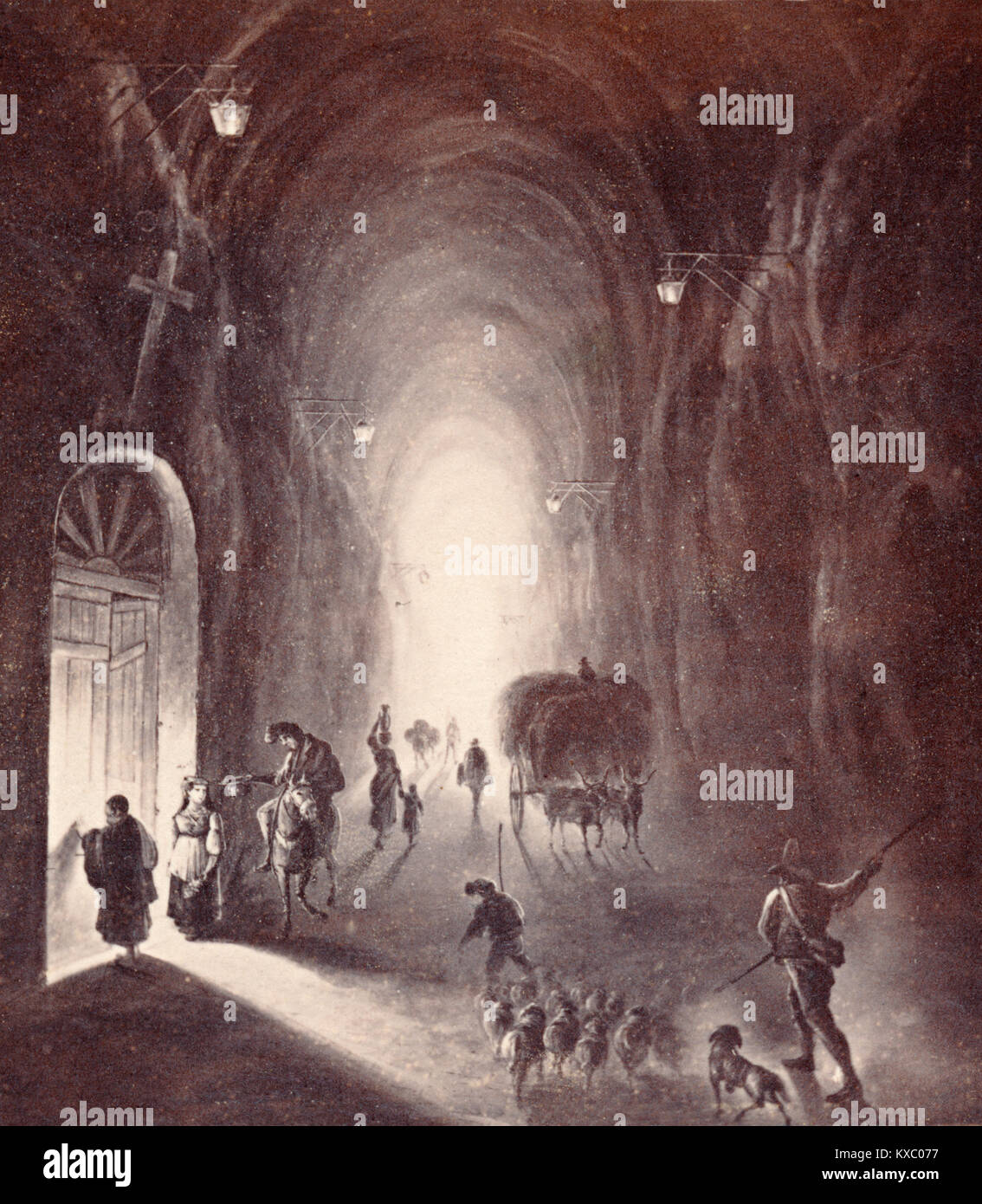 Neapel und Umgebung: Innere der Grotte de Pozzuoli, eine Zeichnung von 1864 Stockfoto