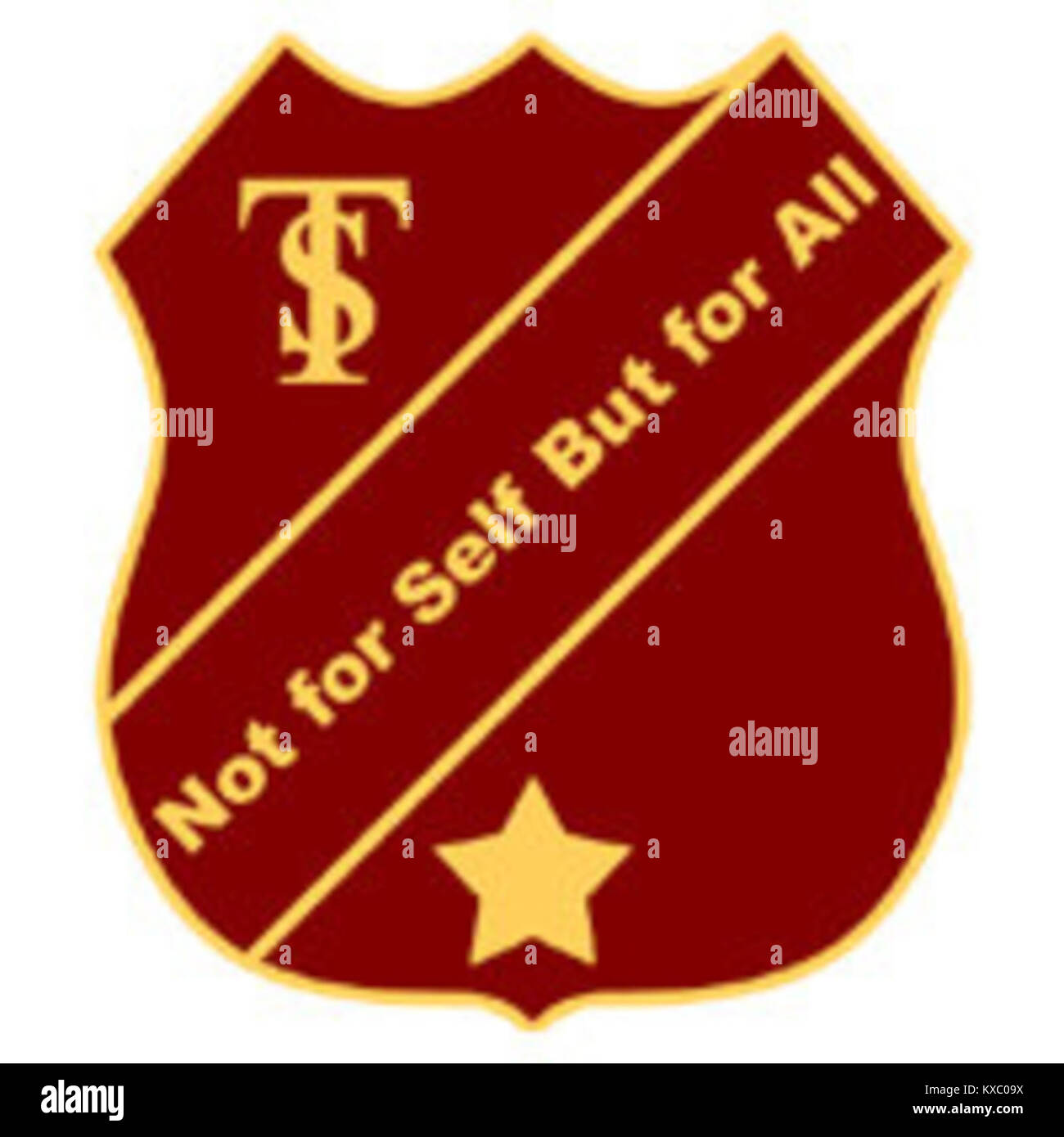 Das Wappen der St. Thomas' Girls' High School symbolisiert die Identität, die Bildungsmission und das historische Erbe der Institution und spiegelt die Werte der Schule und ihre langjährige Rolle in der akademischen und moralischen Erziehung wider. Stockfoto