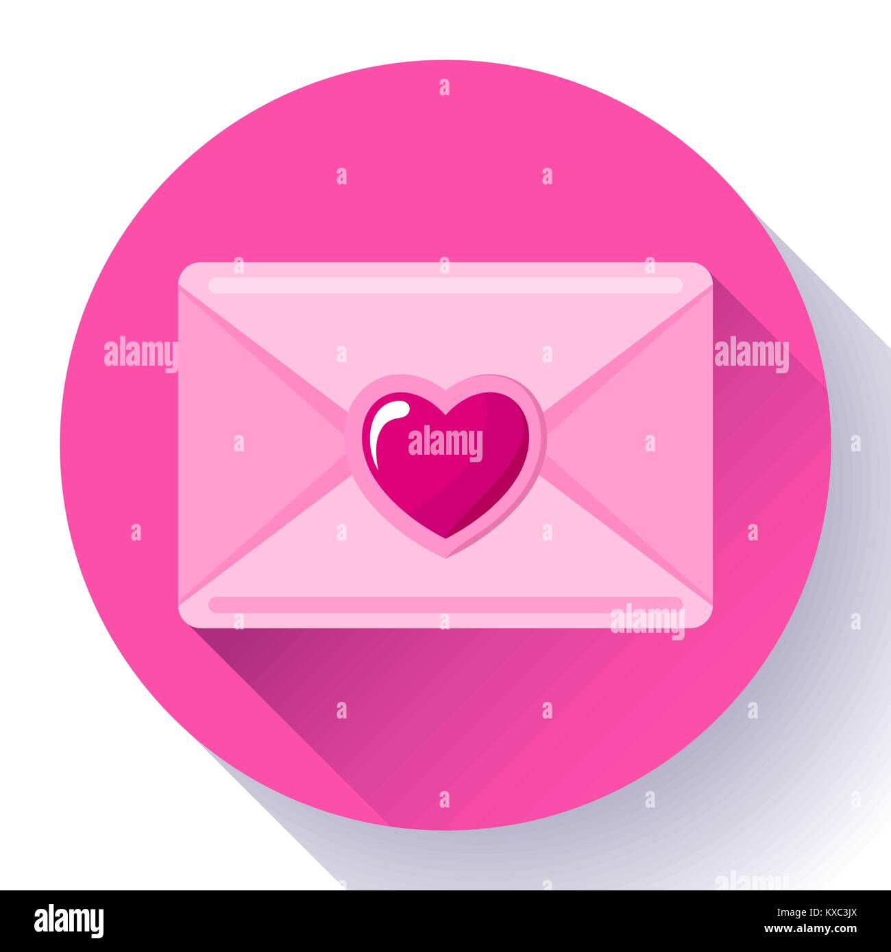 Umschlag mit Herz rosa rotes Symbol, Happy Valentinstag schreiben Liebe, liebe Nachricht, Stock Vektor