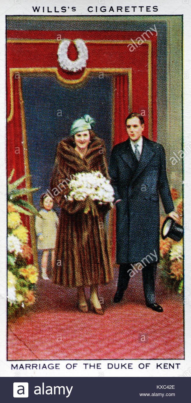 Die Regierungszeit von König George V - ehe der Herzog von Kent und Prinzessin Marina von Griechenland an der Westminster Abbey 1934 Stockfoto